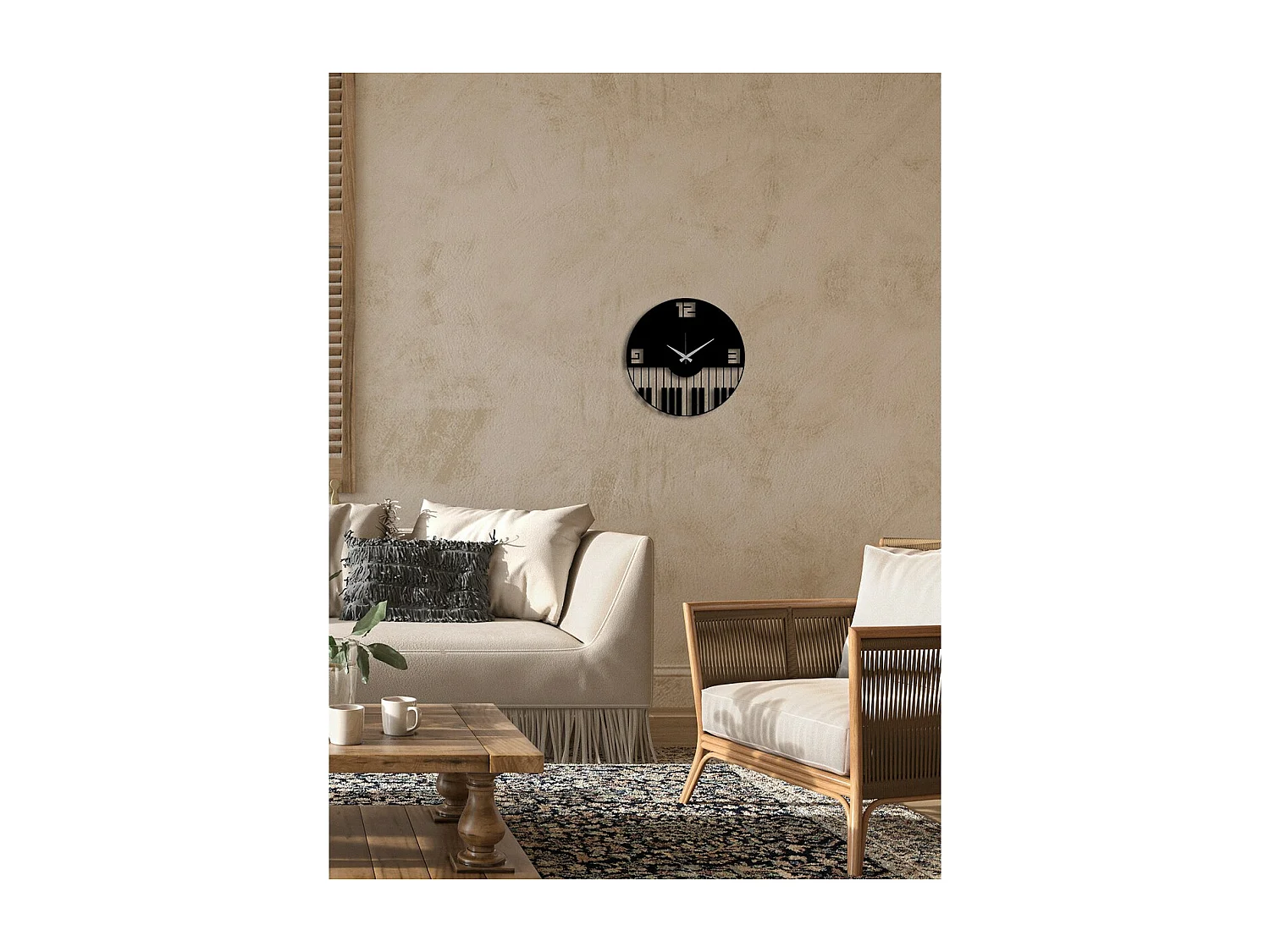 Relógio de Parede Pianoforte, Preto, 42x0,15x42 cm, EPIKASA