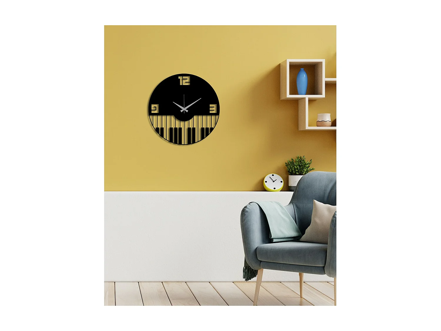 Relógio de Parede Pianoforte, Preto, 42x0,15x42 cm, EPIKASA