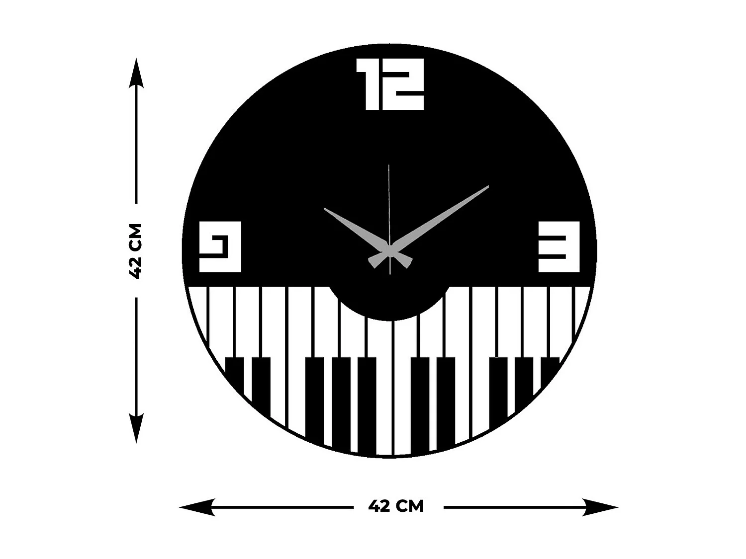 Relógio de Parede Pianoforte, Preto, 42x0,15x42 cm, EPIKASA