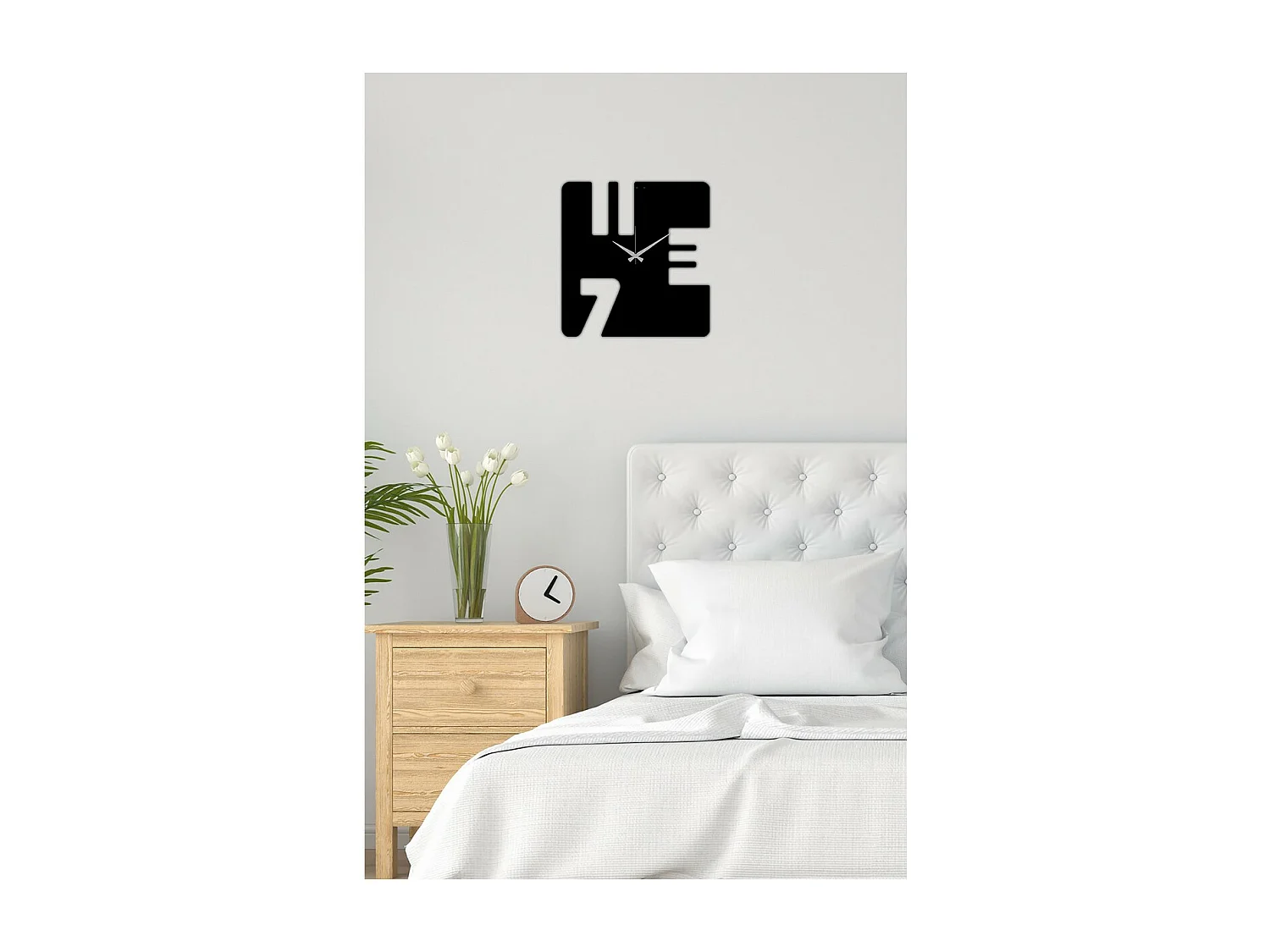 Zegar ścienny Liczby 12, Czarny, 50x0,15x52 cm, EPIKASA