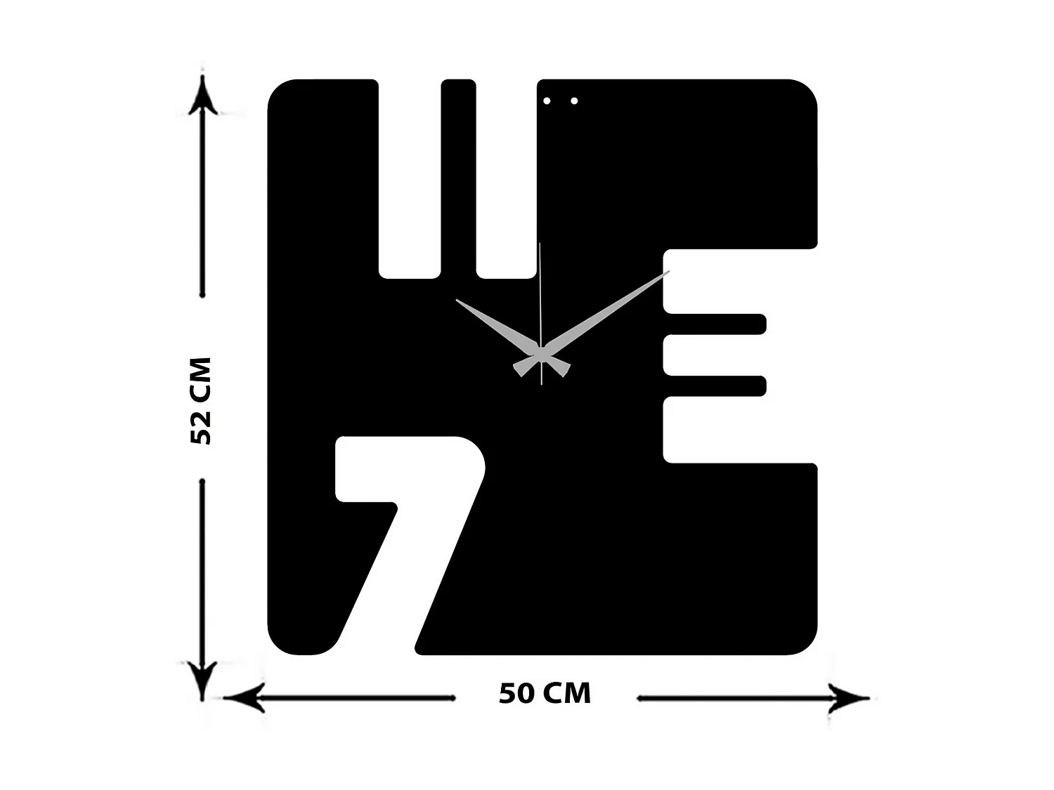 Zegar ścienny Liczby 12, Czarny, 50x0,15x52 cm, EPIKASA