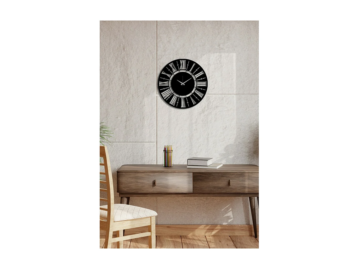 Reloj de Pared Números 40, Negro, 50x0,15x50 cm, EPIKASA
