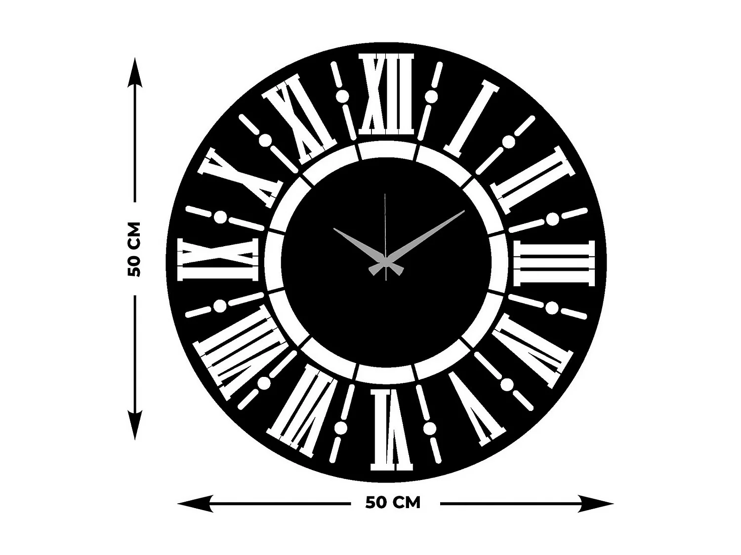 Reloj de Pared Números 40, Negro, 50x0,15x50 cm, EPIKASA