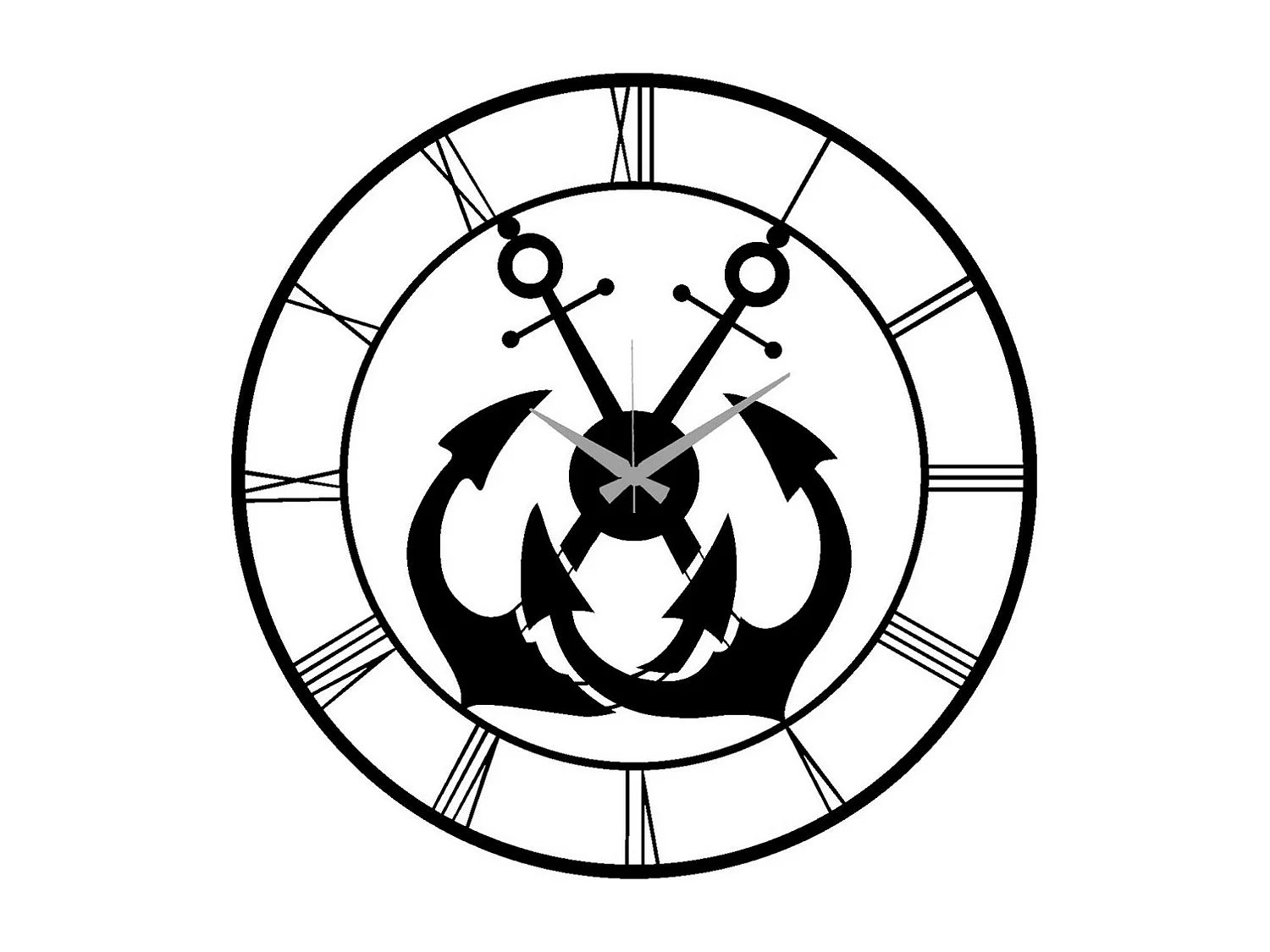 Zegar ścienny Kotwice, Czarny, 50x0,15x50 cm, EPIKASA