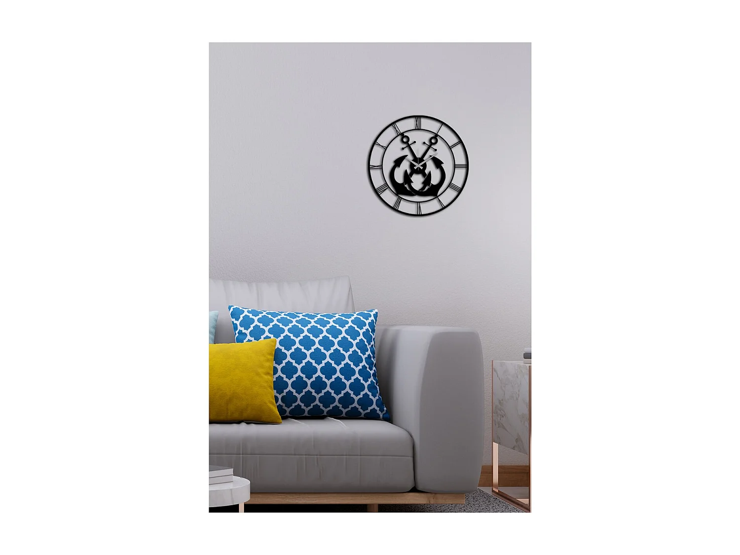 Zegar ścienny Kotwice, Czarny, 50x0,15x50 cm, EPIKASA