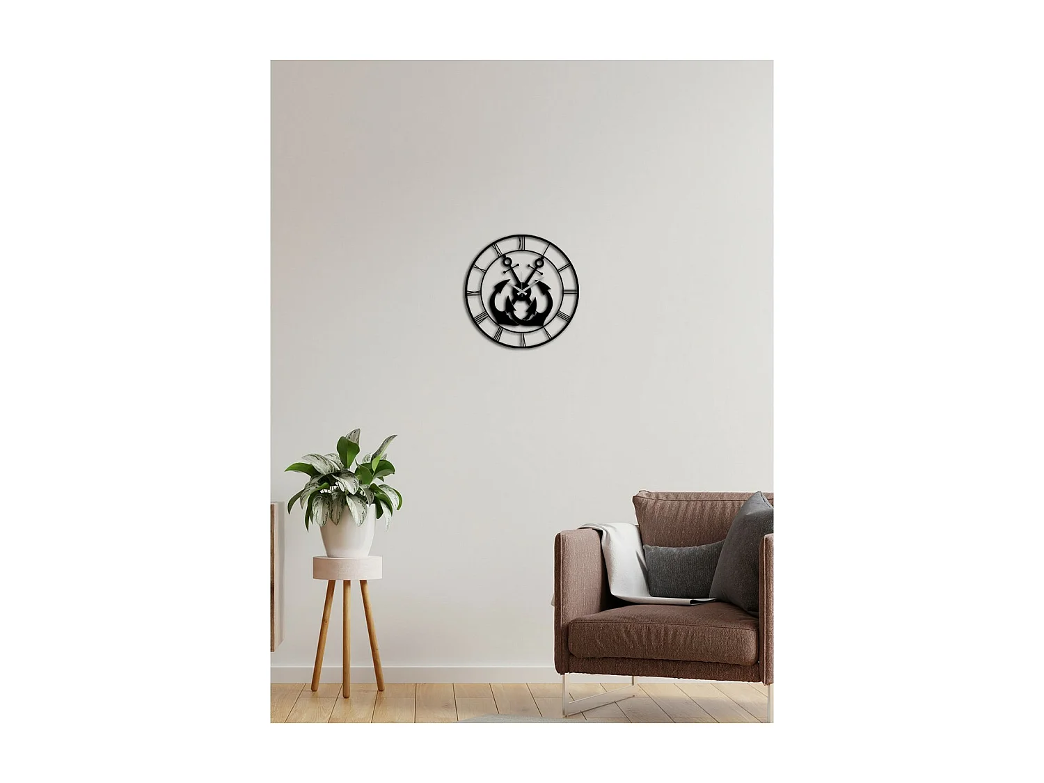 Zegar ścienny Kotwice, Czarny, 50x0,15x50 cm, EPIKASA