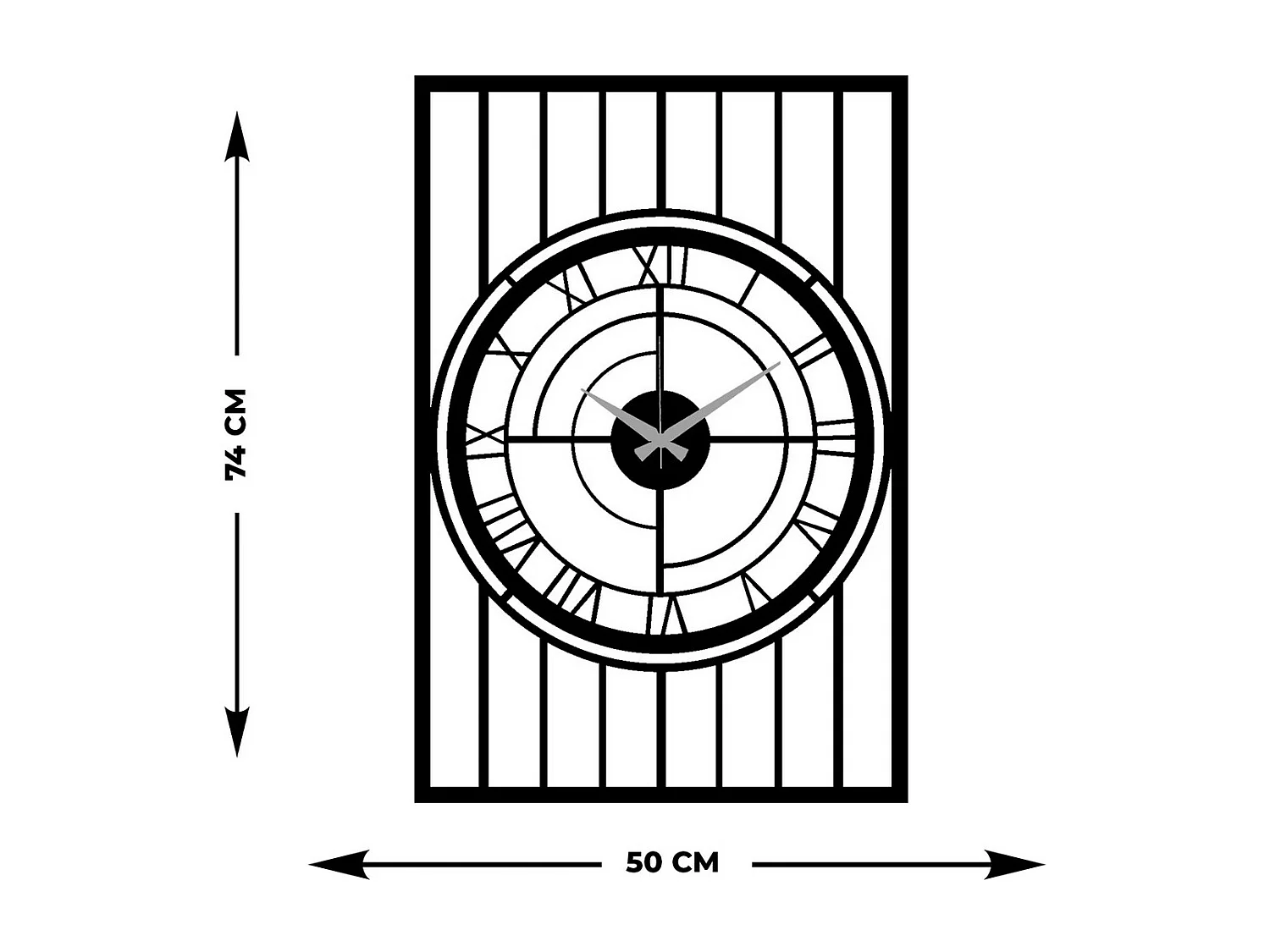 Horloge Murale Géométrique 59, Noir, 50x0,15x74 cm, EPIKASA