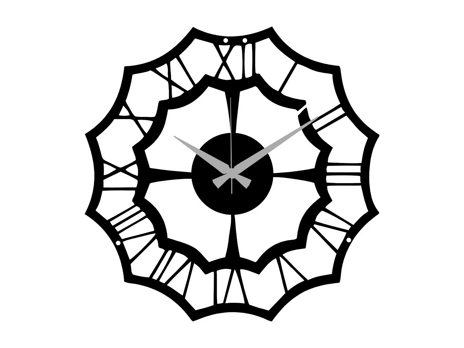 Wandklok Geometrisch 15, Zwart, 39x0,15x39 cm, EPIKASA