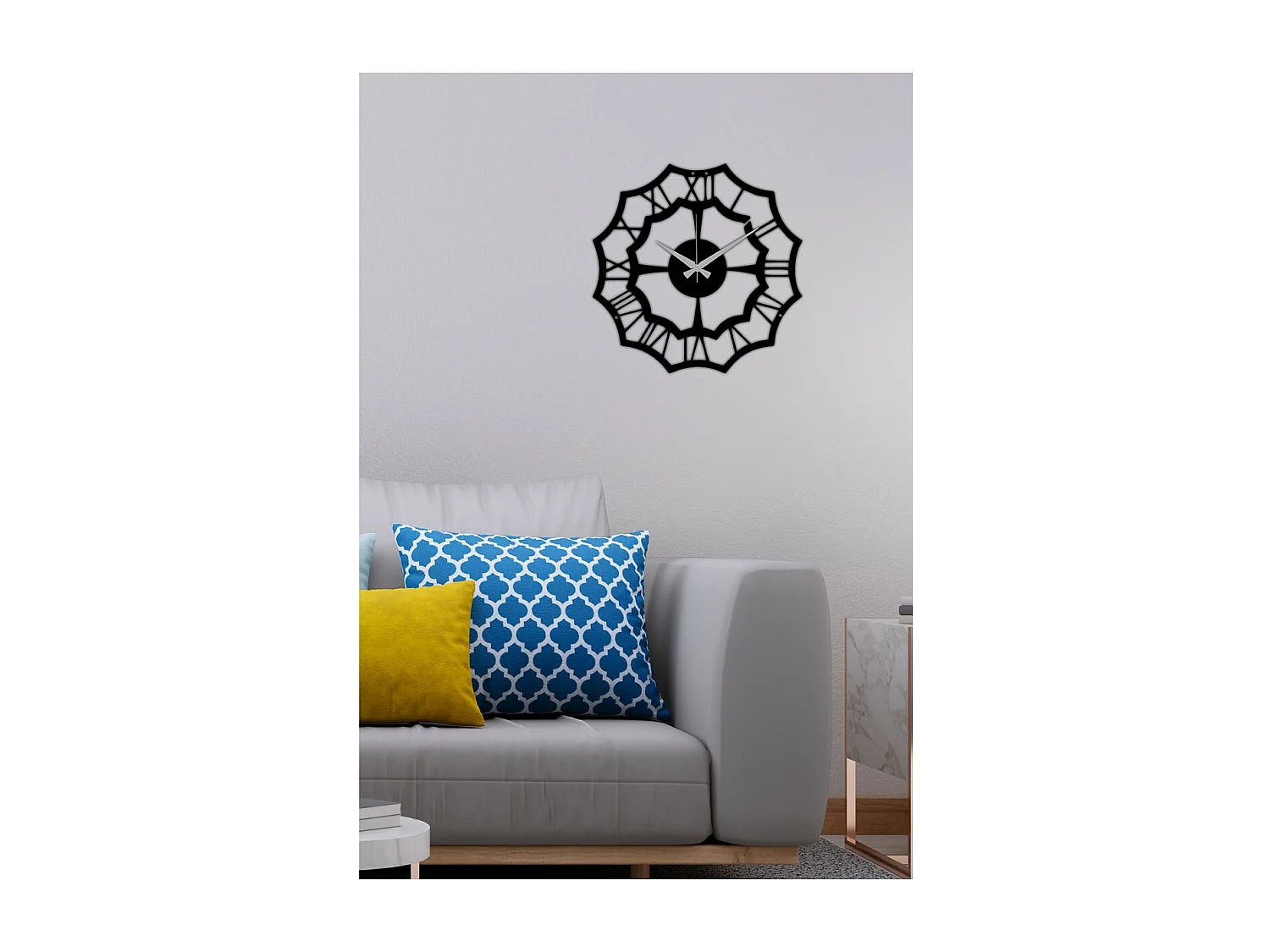 Wandklok Geometrisch 15, Zwart, 39x0,15x39 cm, EPIKASA