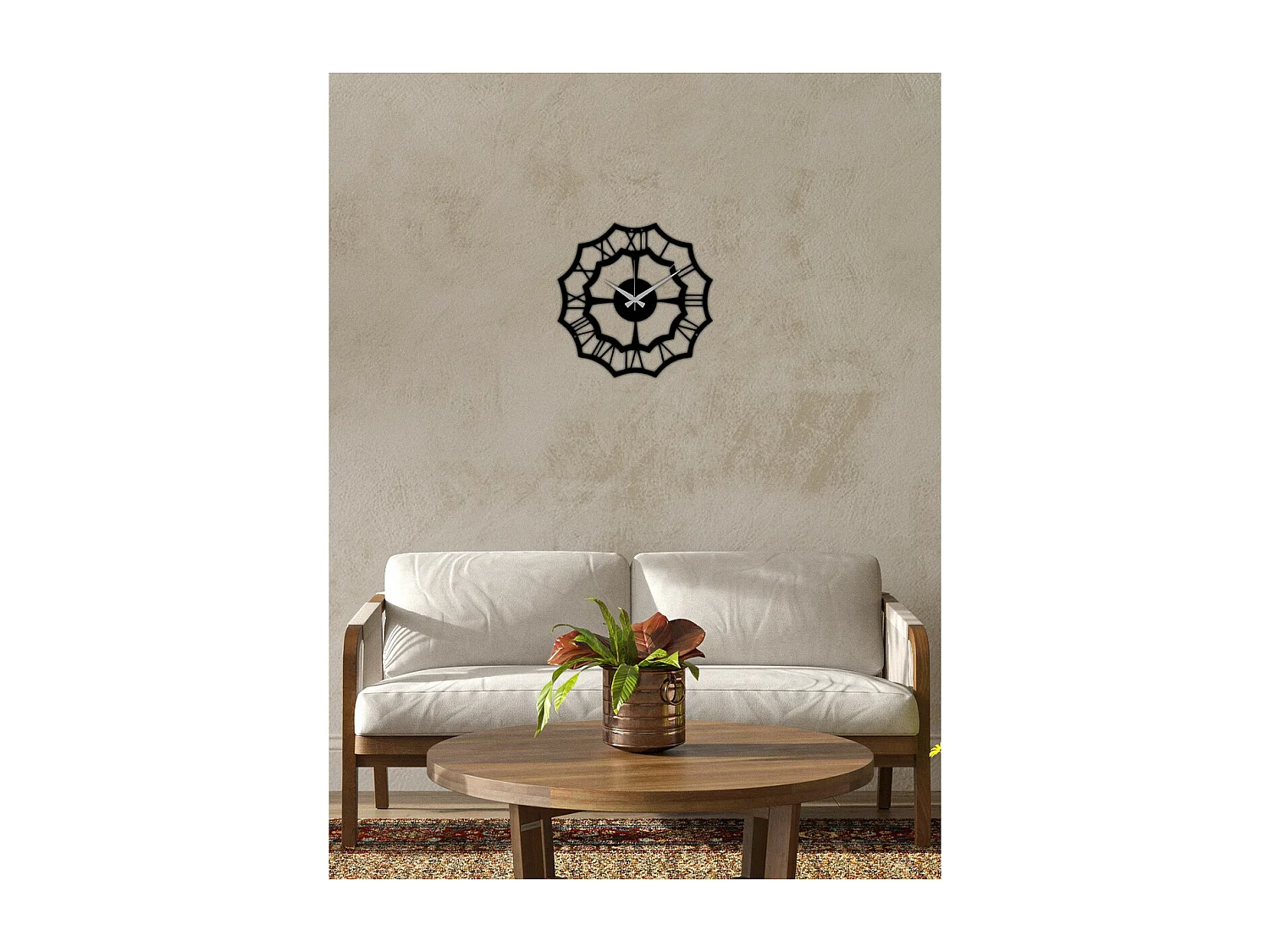 Wandklok Geometrisch 15, Zwart, 39x0,15x39 cm, EPIKASA