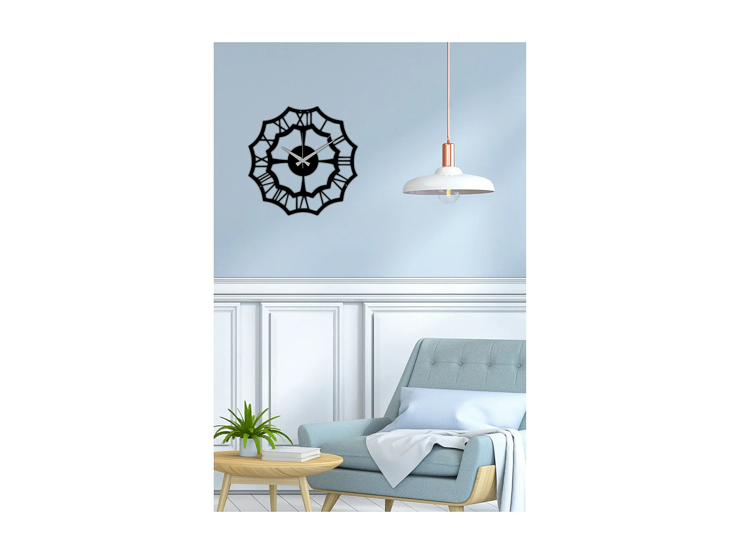 Wandklok Geometrisch 15, Zwart, 39x0,15x39 cm, EPIKASA