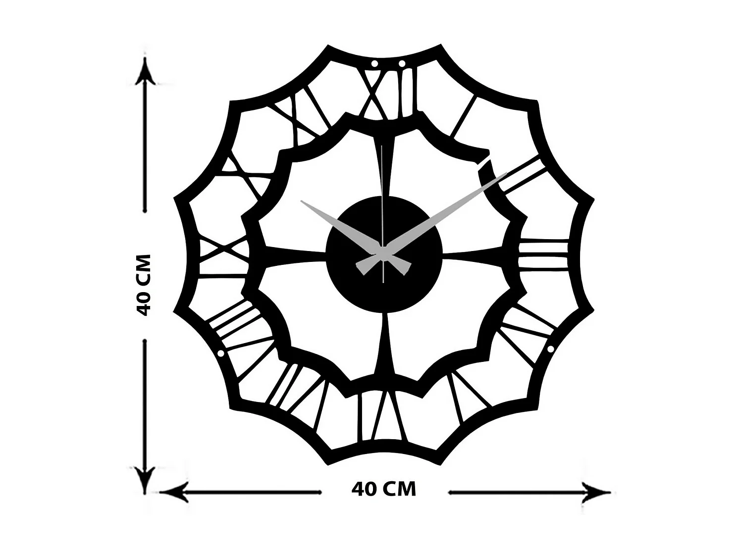 Wandklok Geometrisch 15, Zwart, 39x0,15x39 cm, EPIKASA