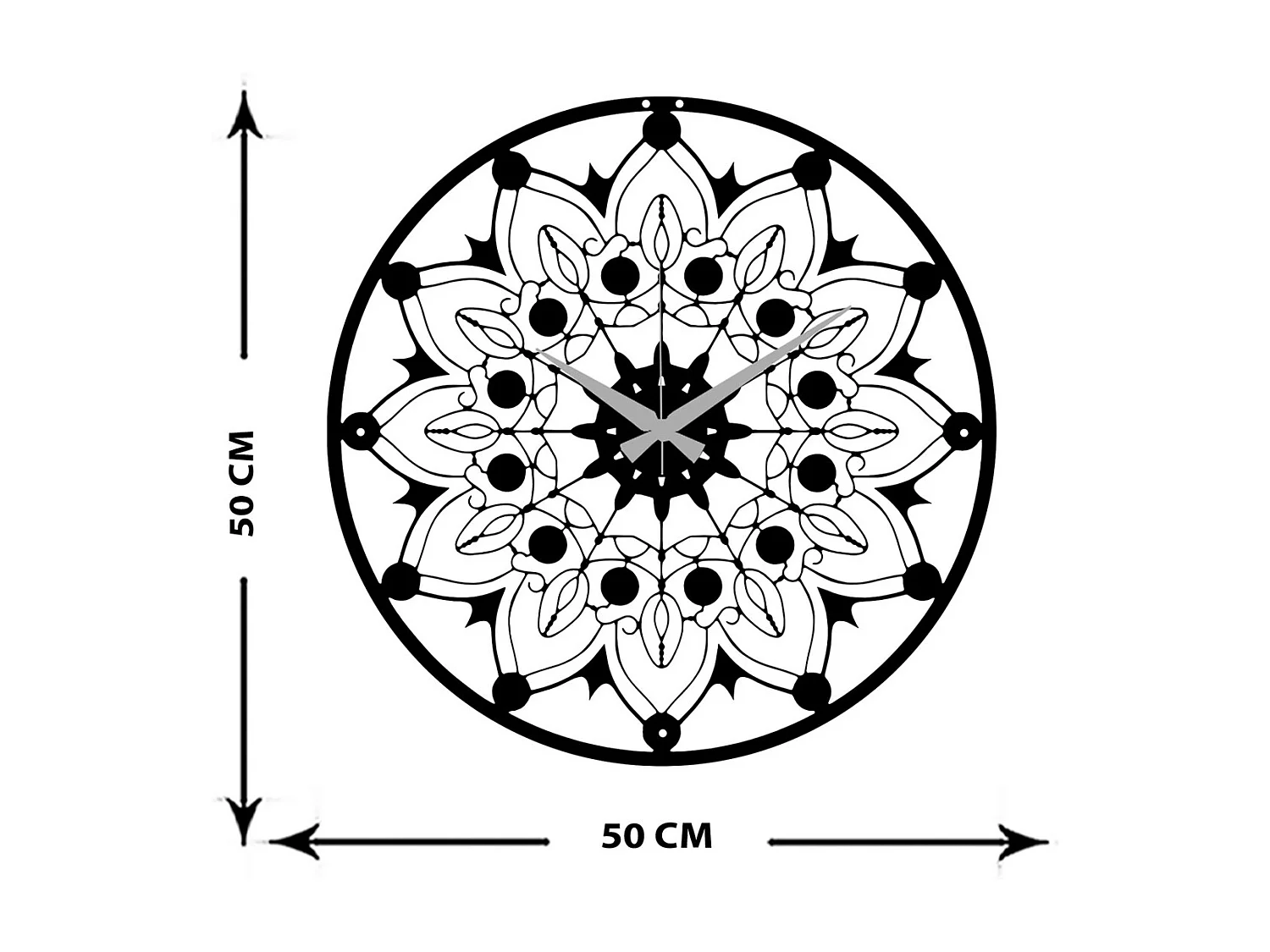 Horloge Murale Géométrique 13, Noir, 50x0,15x50 cm, EPIKASA
