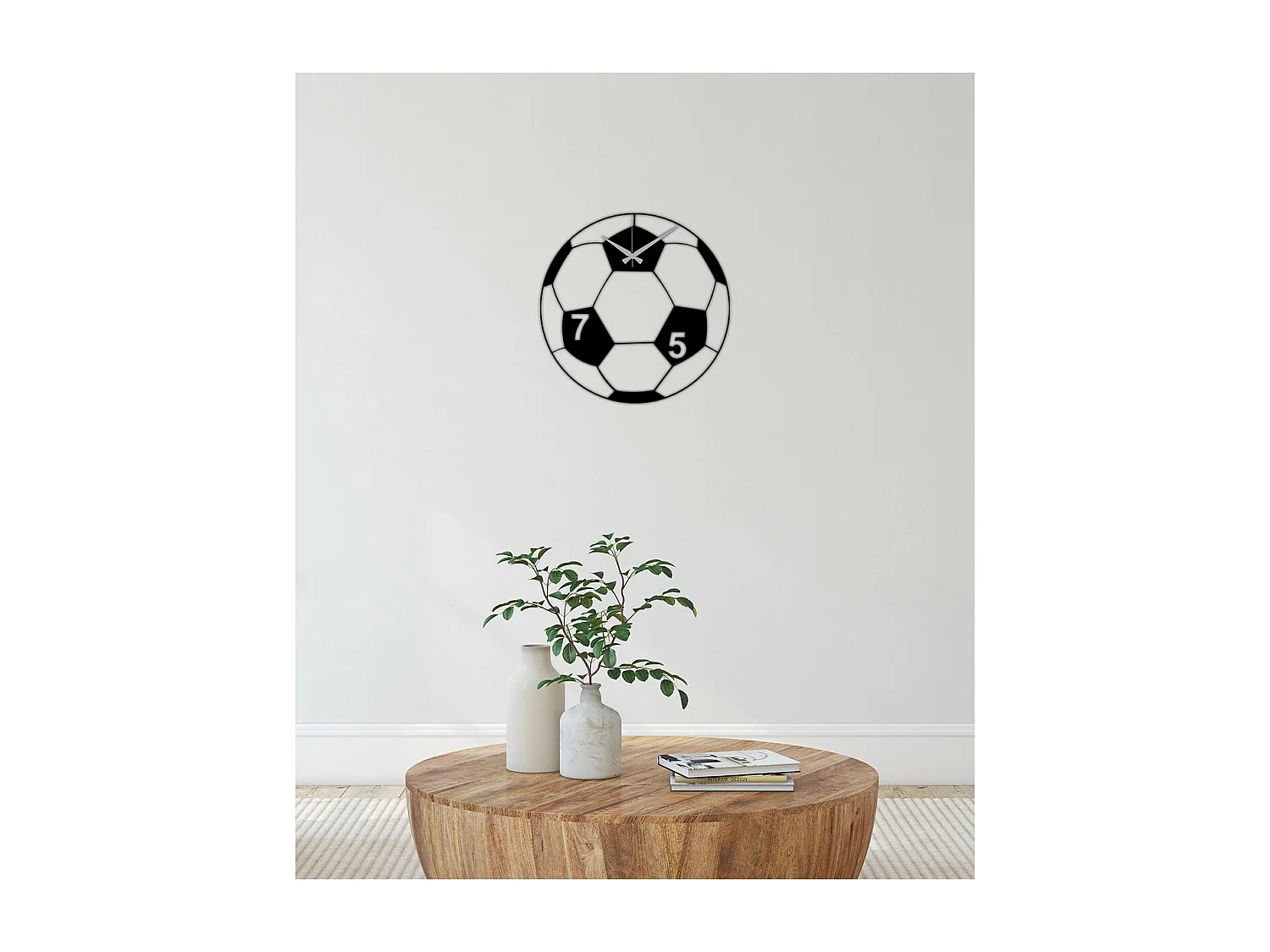 Horloge Murale Football, Noir, 42x0,15x42 cm, EPIKASA