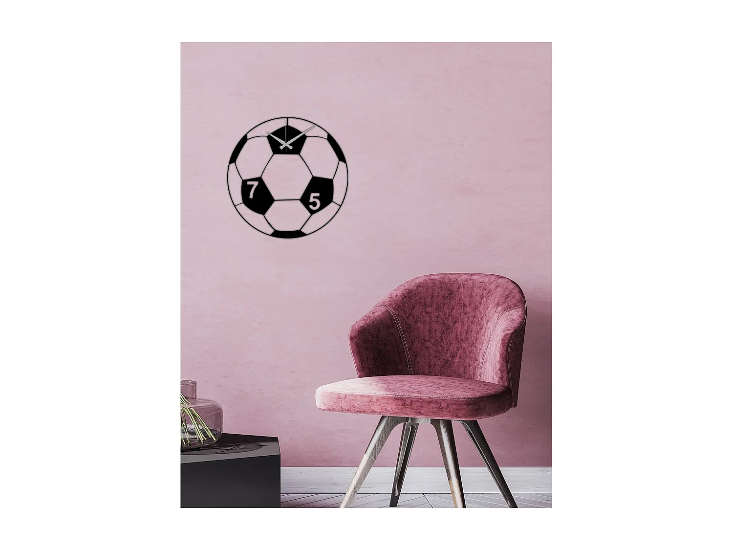 Horloge Murale Football, Noir, 42x0,15x42 cm, EPIKASA