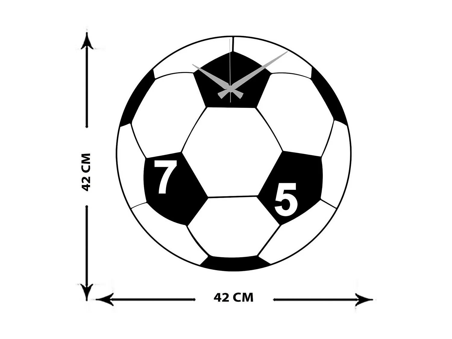 Horloge Murale Football, Noir, 42x0,15x42 cm, EPIKASA