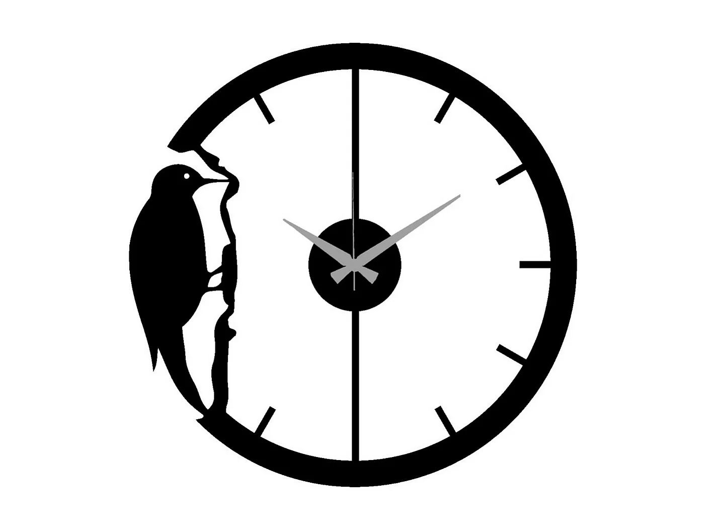 Zegar ścienny Dzięcioł, Czarny, 43x0,15x42 cm, EPIKASA