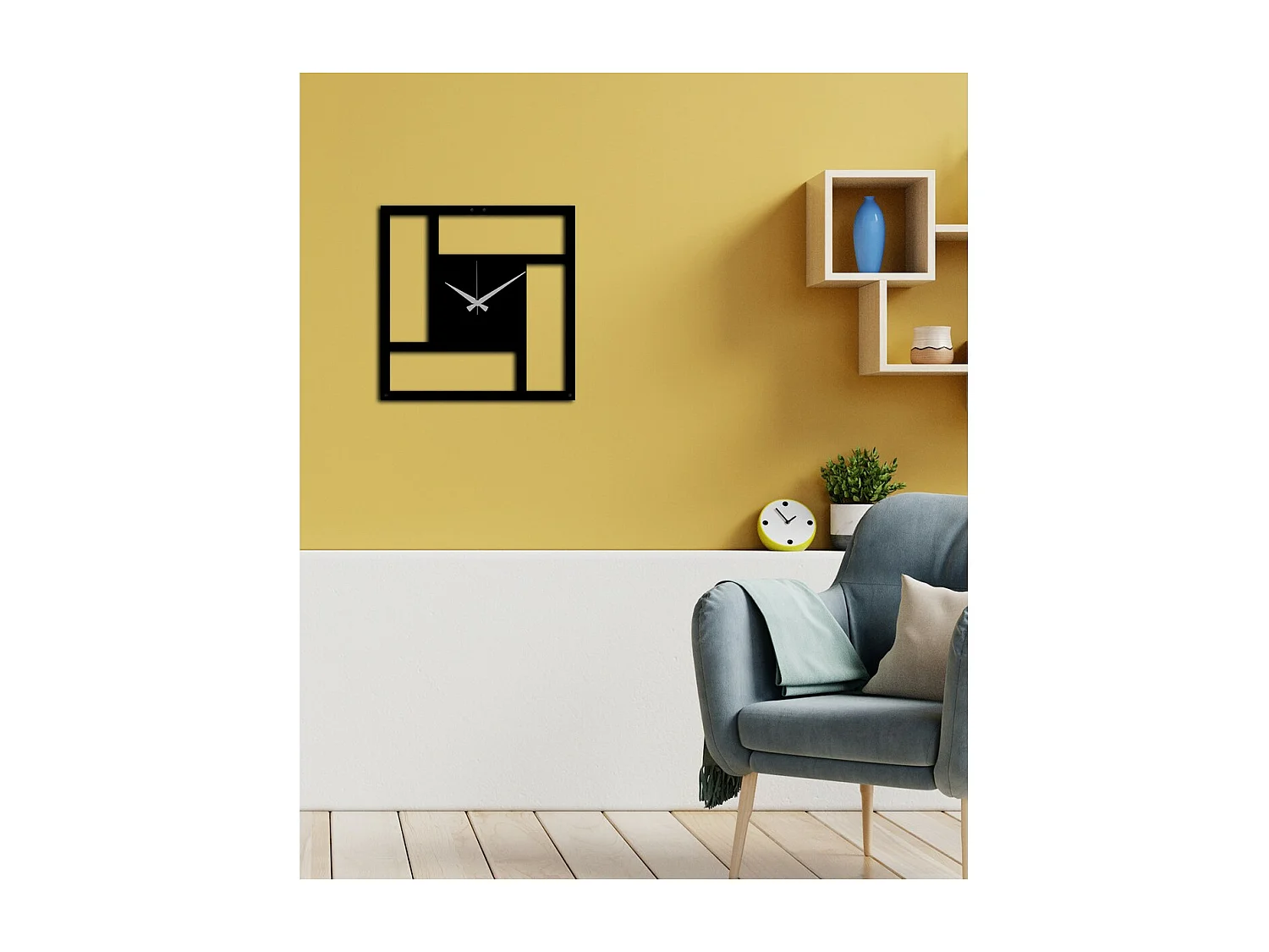 Orologio da Parete Mondrian, Nero, 40x0,15x40 cm cm, EPIKASA