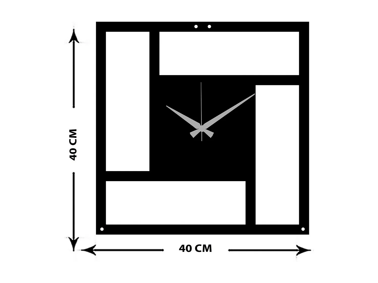Orologio da Parete Mondrian, Nero, 40x0,15x40 cm cm, EPIKASA