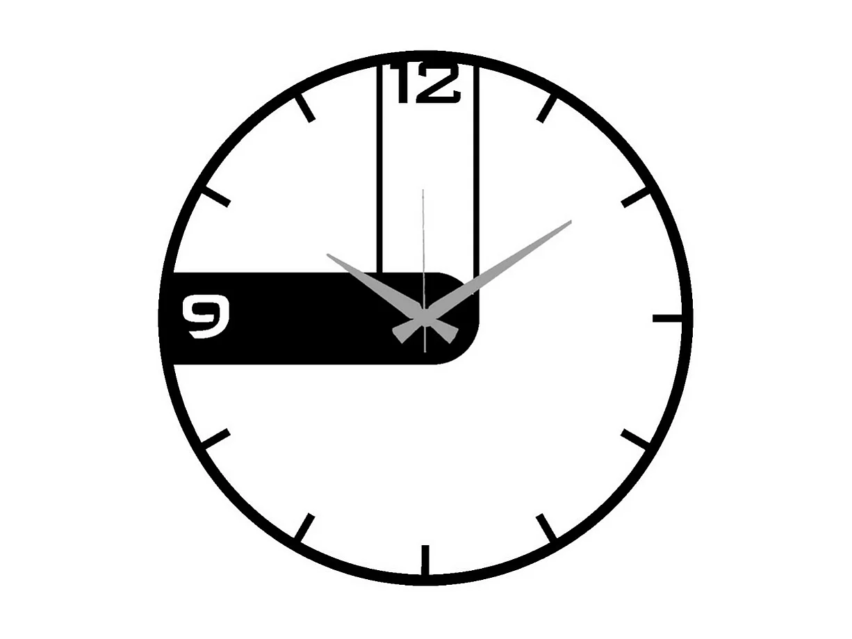 Horloge Murale Essentiel 6, Noir, 42x0,15x42 cm, EPIKASA