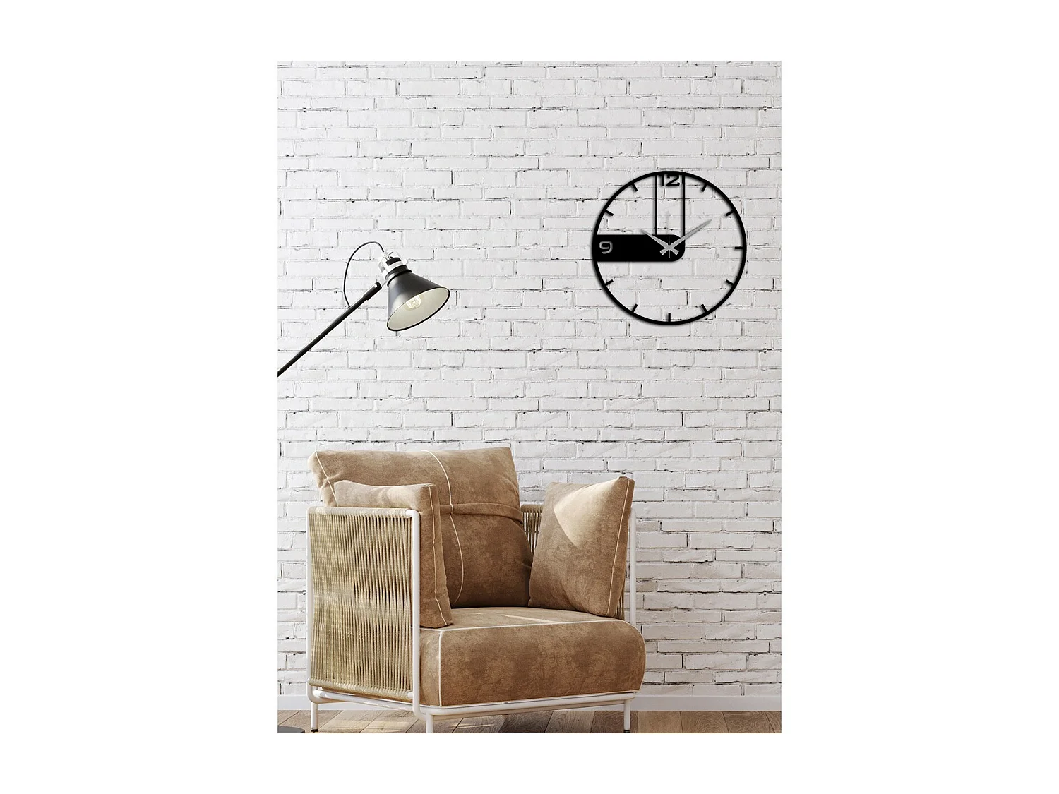 Horloge Murale Essentiel 6, Noir, 42x0,15x42 cm, EPIKASA