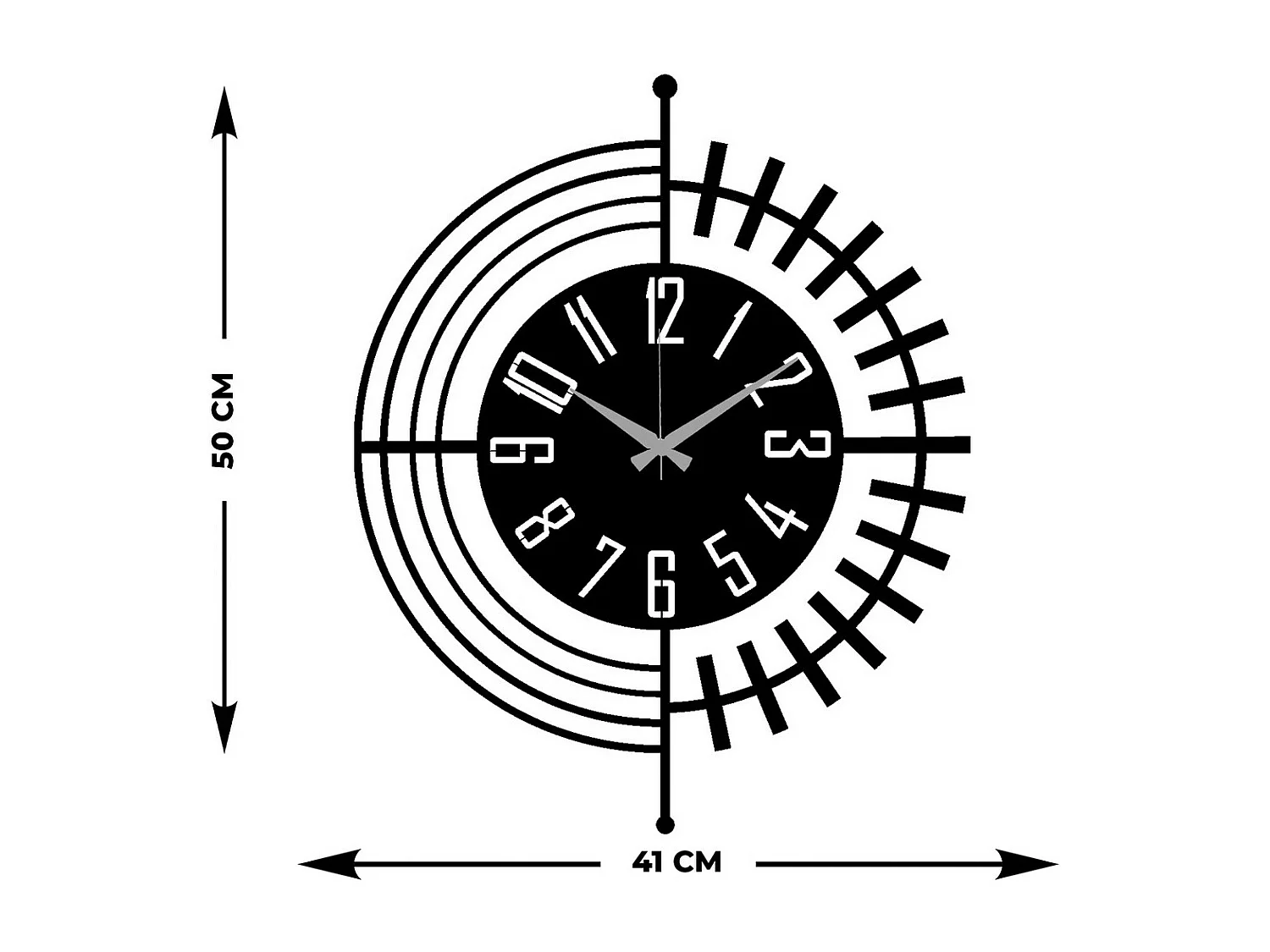 Relógio de Parede Números 41, Preto, 41x0,15x50 cm, EPIKASA