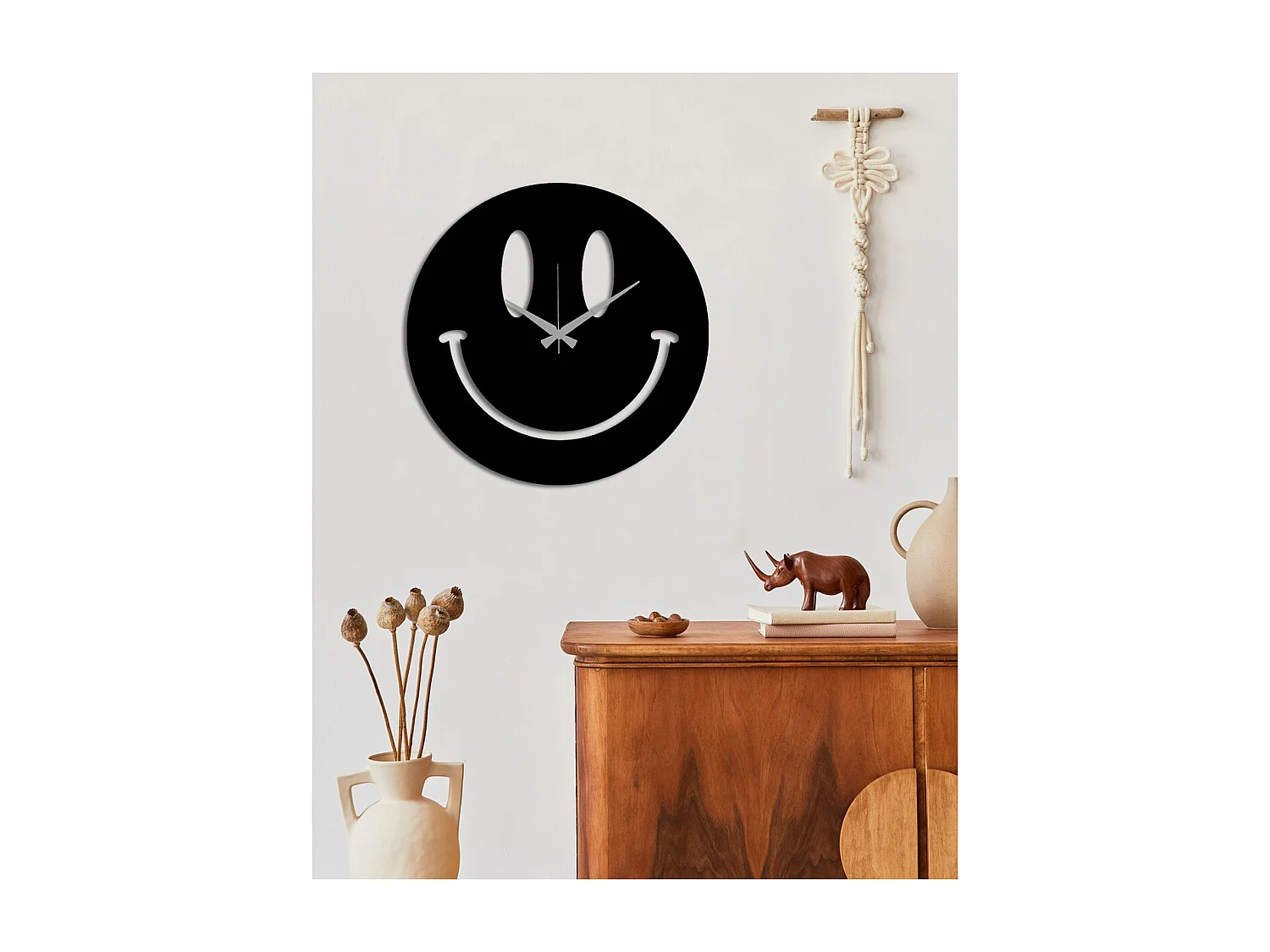 Horloge Murale Smile, Noir, 45x0,15x45 cm, EPIKASA