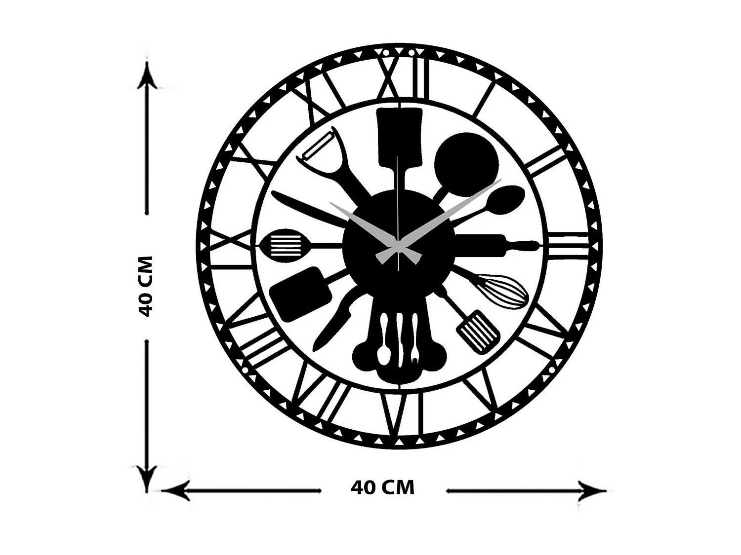 Wandklok Keuken, Zwart, 40x0,15x40 cm cm, EPIKASA