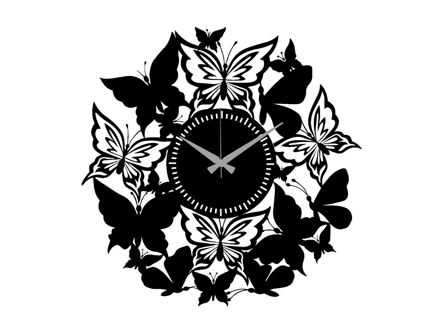 Zegar ścienny Motyle, Czarny, 50x0,15x50 cm, EPIKASA