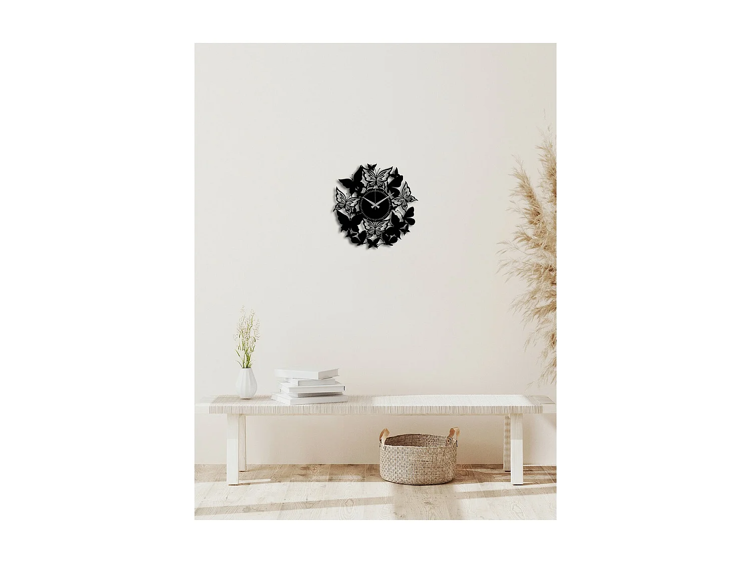 Zegar ścienny Motyle, Czarny, 50x0,15x50 cm, EPIKASA