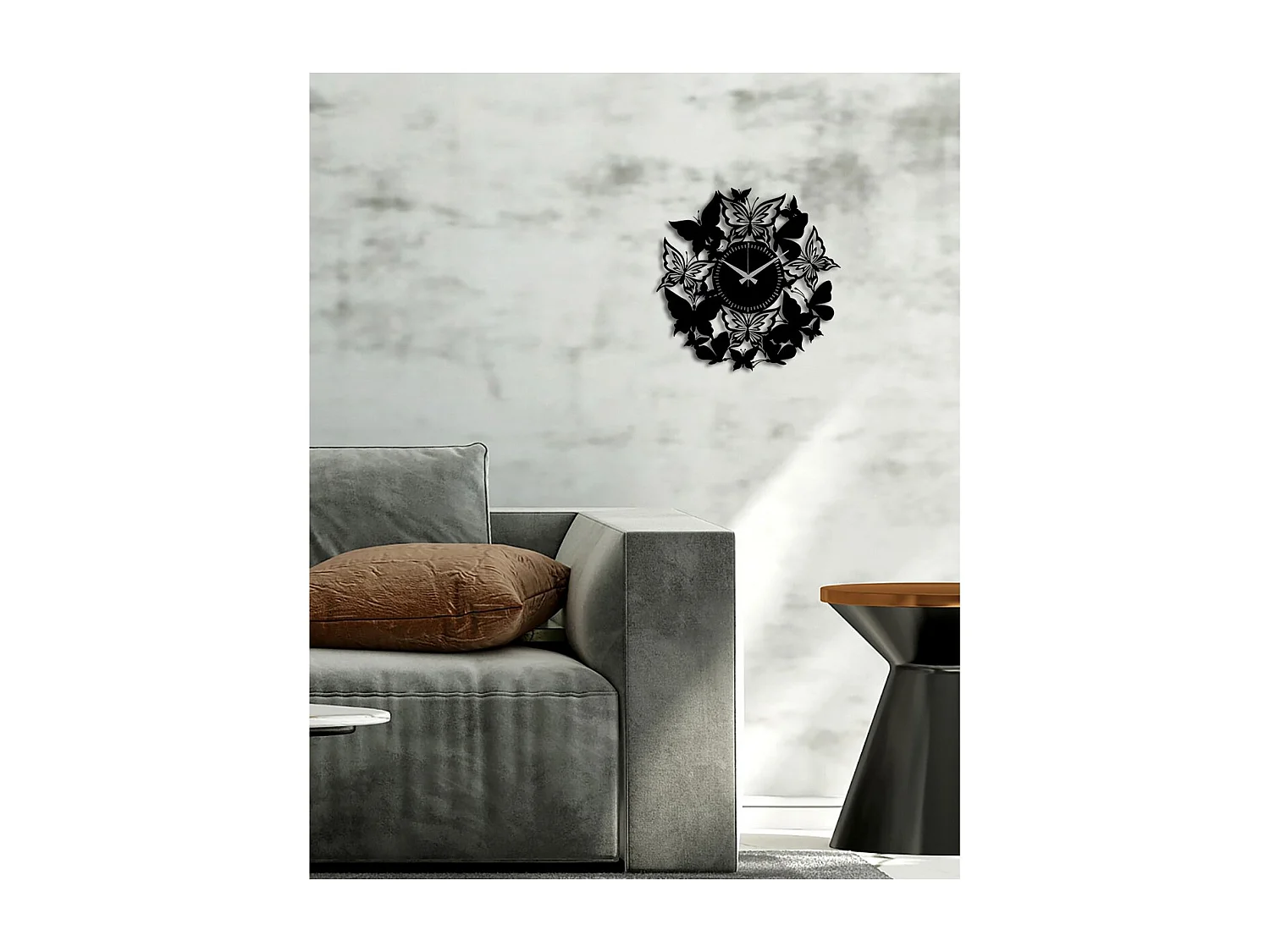 Zegar ścienny Motyle, Czarny, 50x0,15x50 cm, EPIKASA