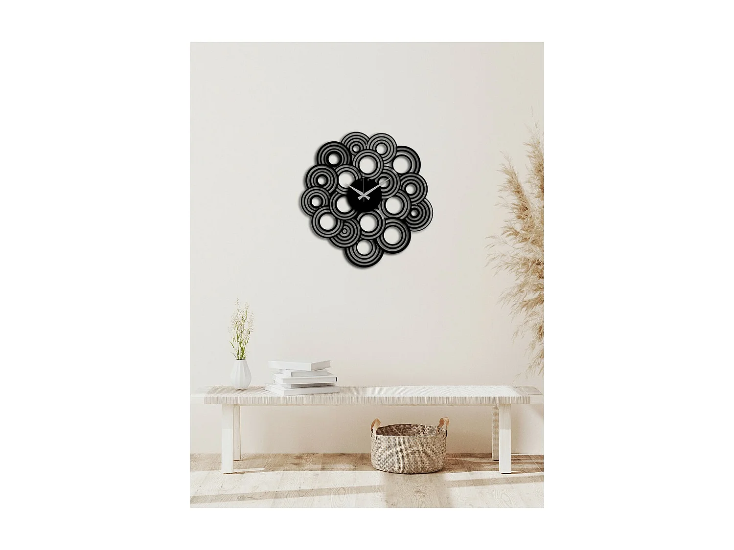Reloj de Pared Llantas 6, Negro, 49x0,15x50 cm, EPIKASA