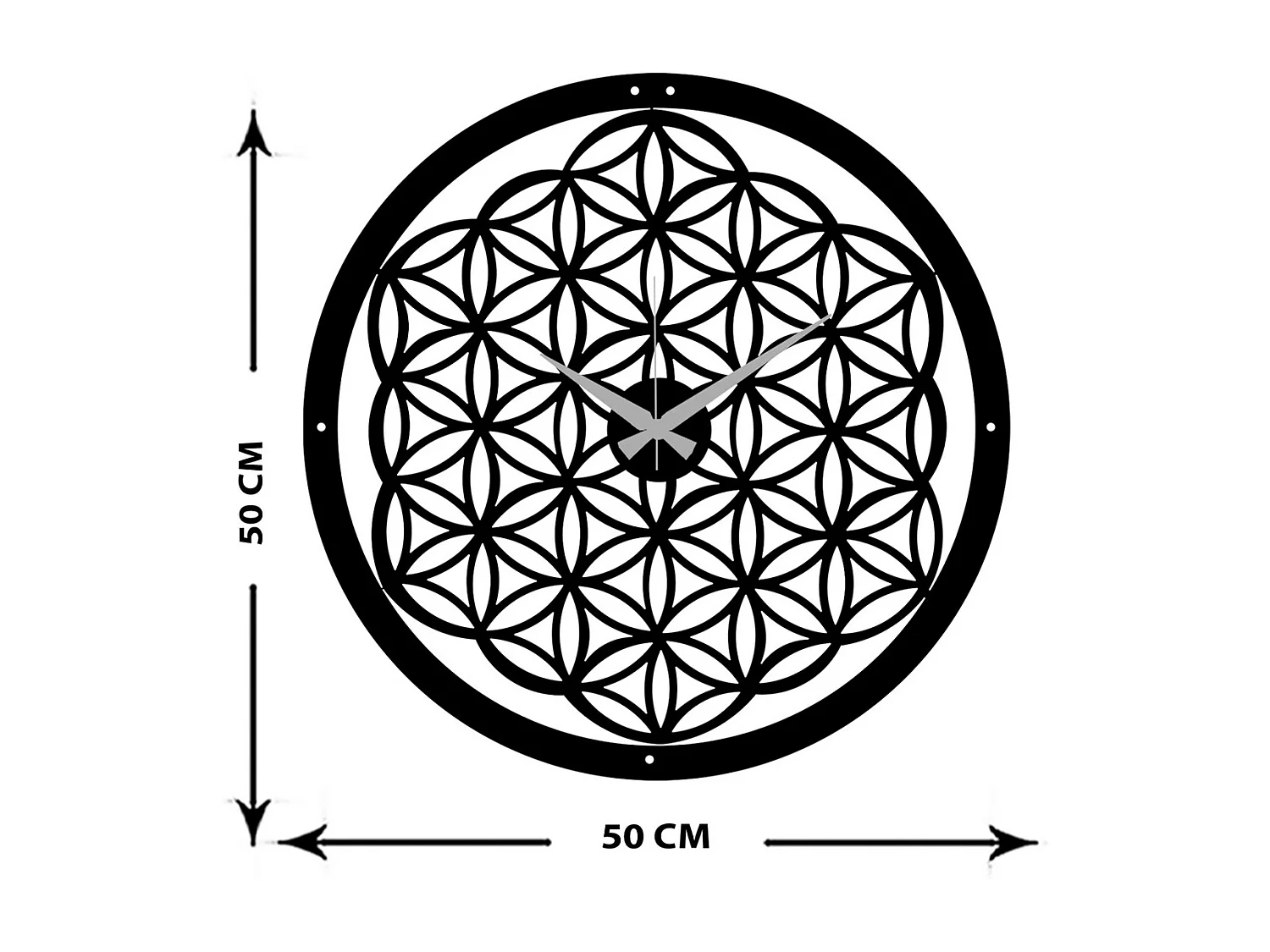 Wandklok Geometrisch 28, Zwart, 50x0,15x50 cm, EPIKASA
