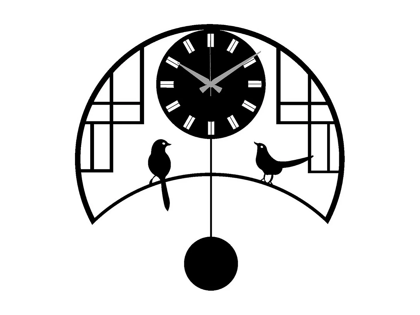 Horloge Murale Oiseaux, Noir, 51x0,15x50 cm cm, EPIKASA