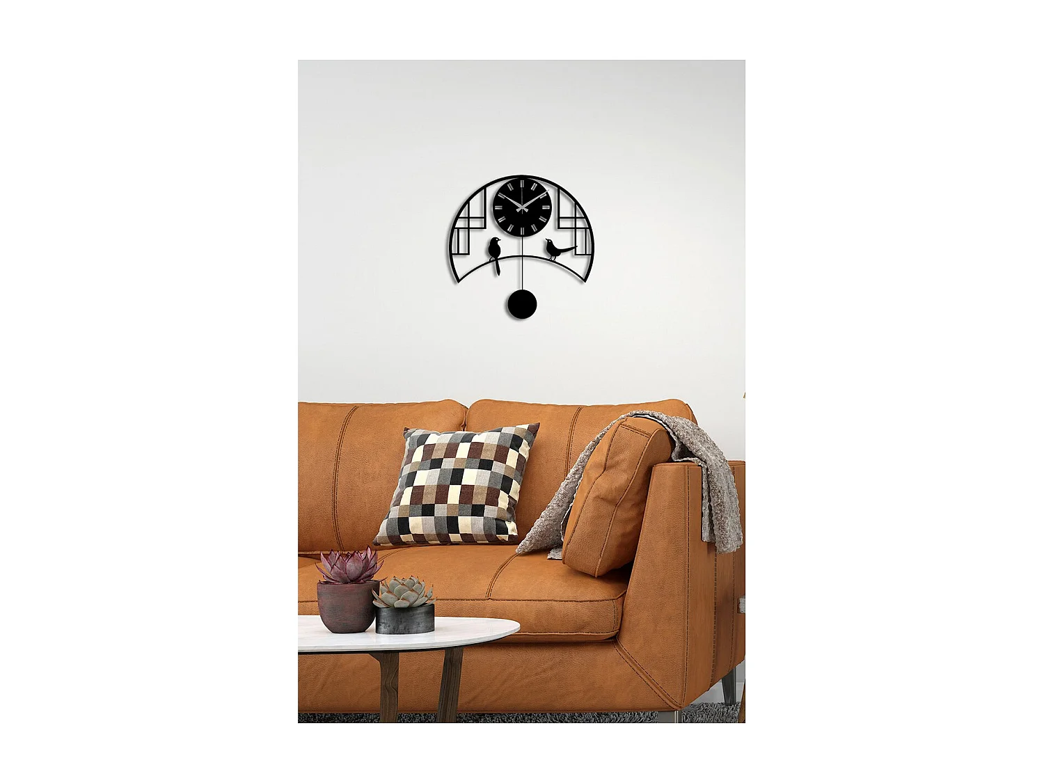 Horloge Murale Oiseaux, Noir, 51x0,15x50 cm cm, EPIKASA