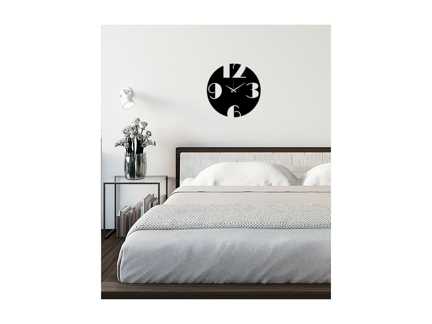 Horloge Murale Nombres 9, Noir, 42x0,15x42 cm, EPIKASA