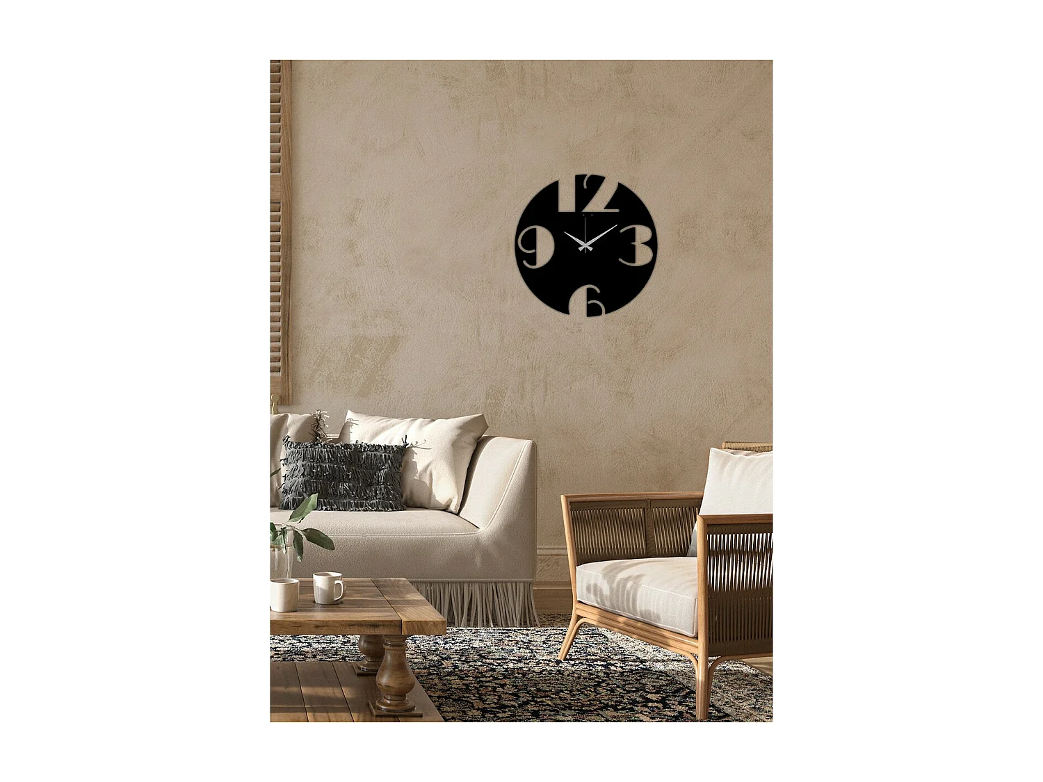 Horloge Murale Nombres 9, Noir, 42x0,15x42 cm, EPIKASA