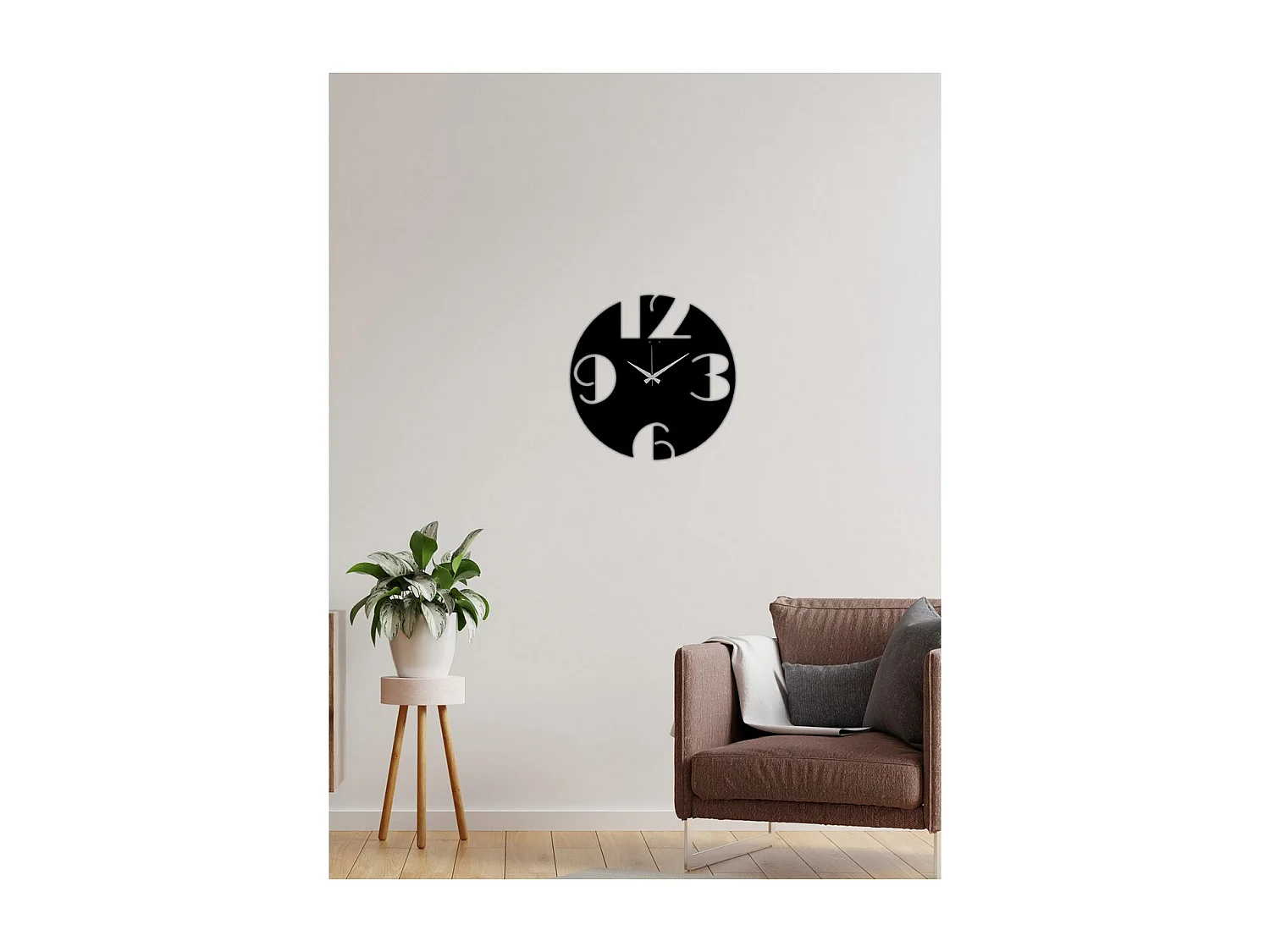 Horloge Murale Nombres 9, Noir, 42x0,15x42 cm, EPIKASA