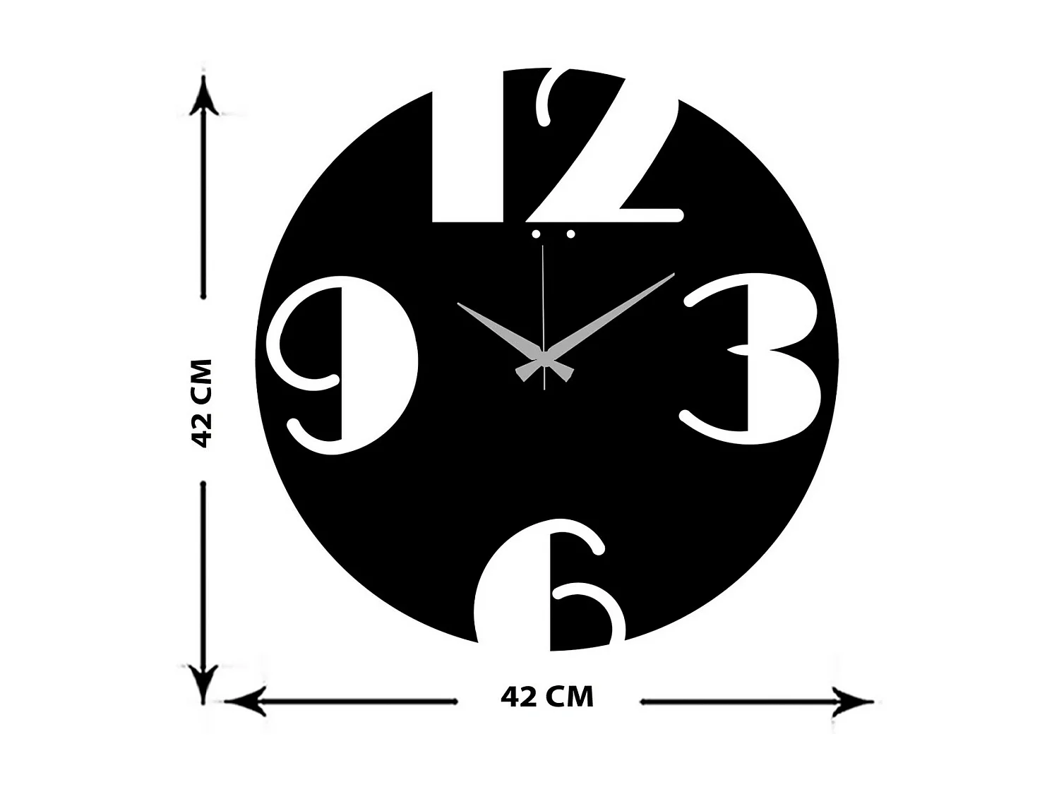 Horloge Murale Nombres 9, Noir, 42x0,15x42 cm, EPIKASA