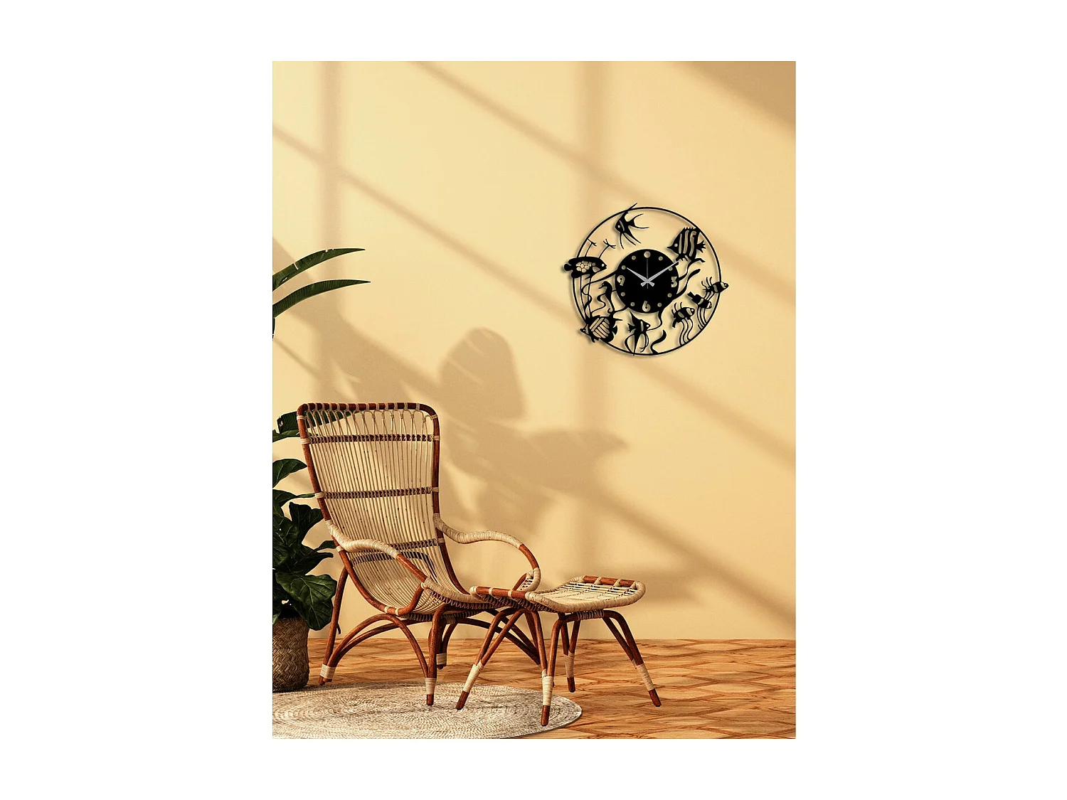 Relógio de Parede Peixes 1, Preto, 50x0,15x47 cm, EPIKASA