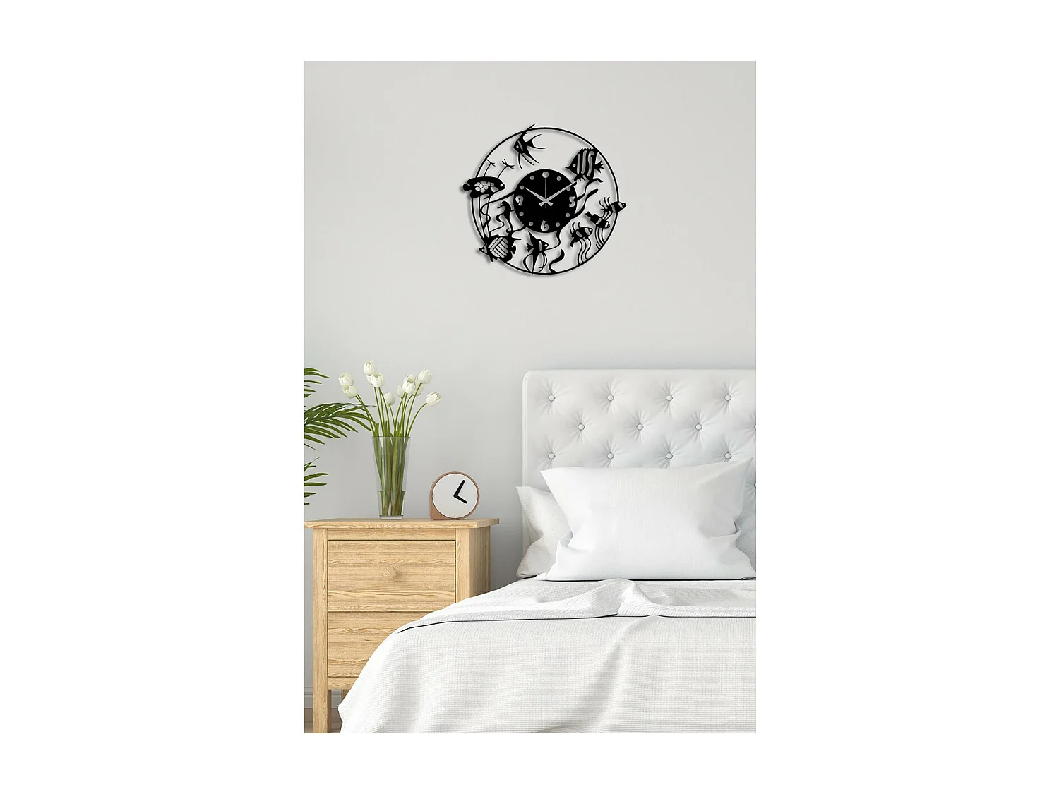 Relógio de Parede Peixes 1, Preto, 50x0,15x47 cm, EPIKASA