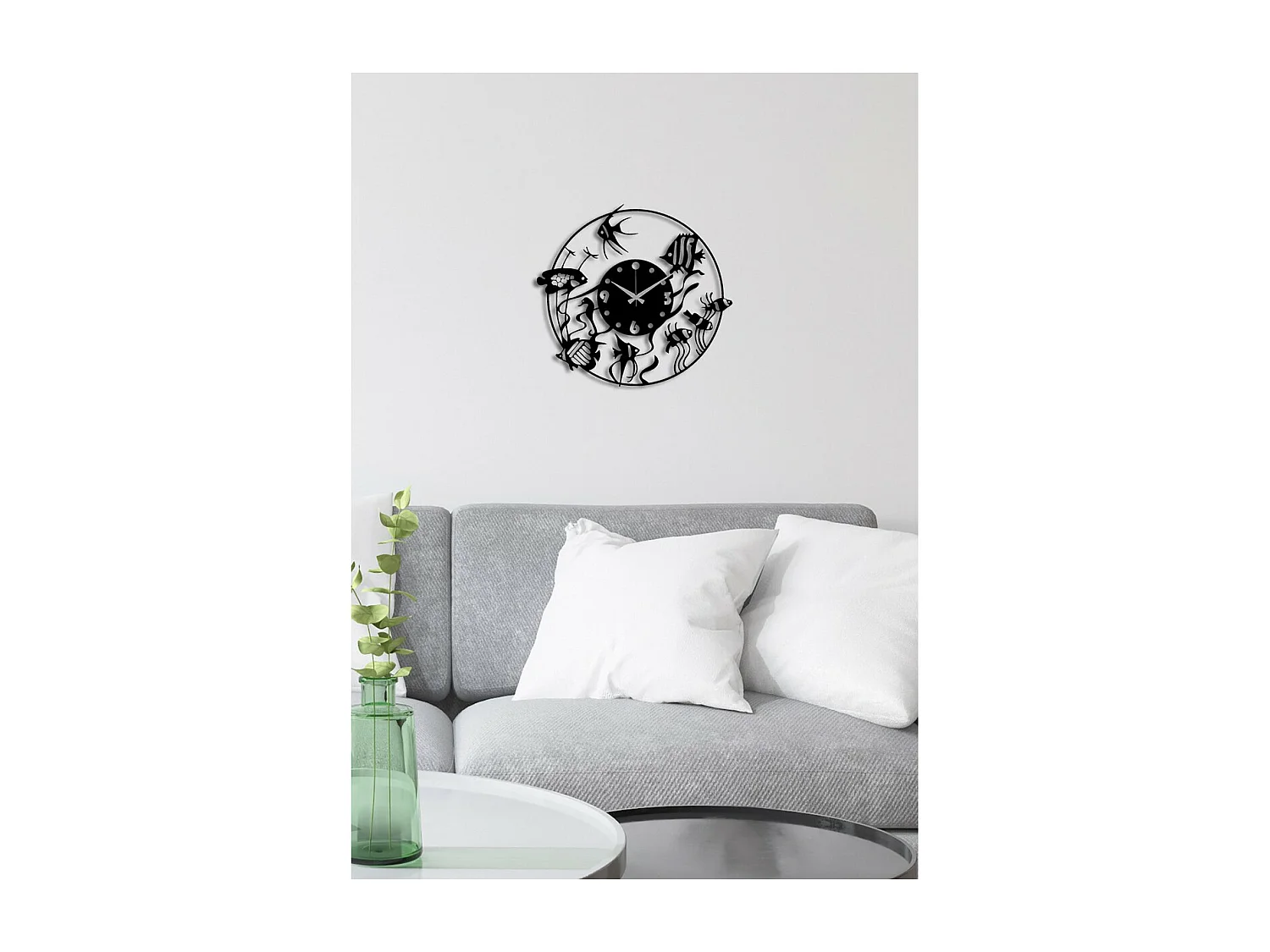 Relógio de Parede Peixes 1, Preto, 50x0,15x47 cm, EPIKASA