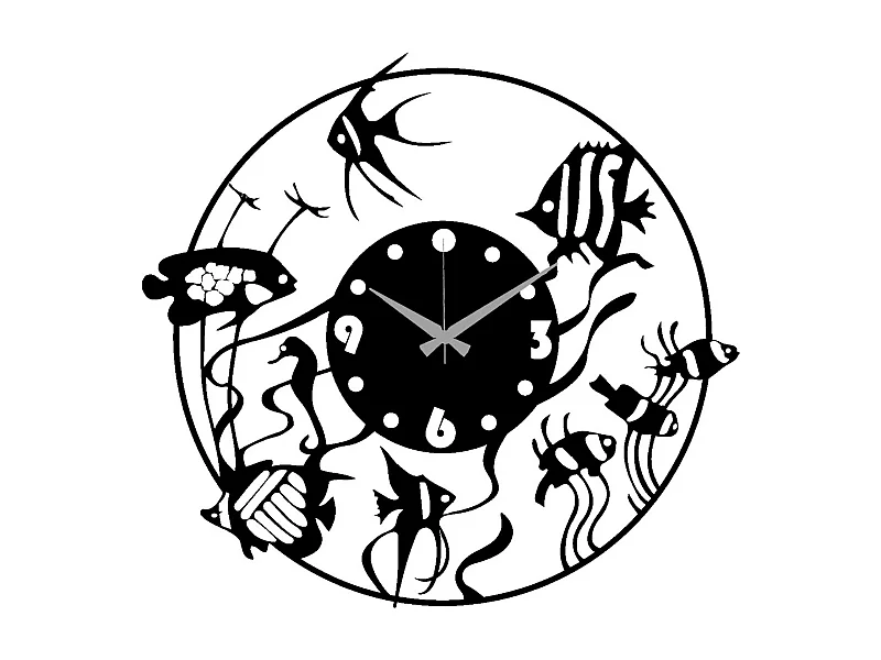 Relógio de Parede Peixes 1, Preto, 50x0,15x47 cm, EPIKASA