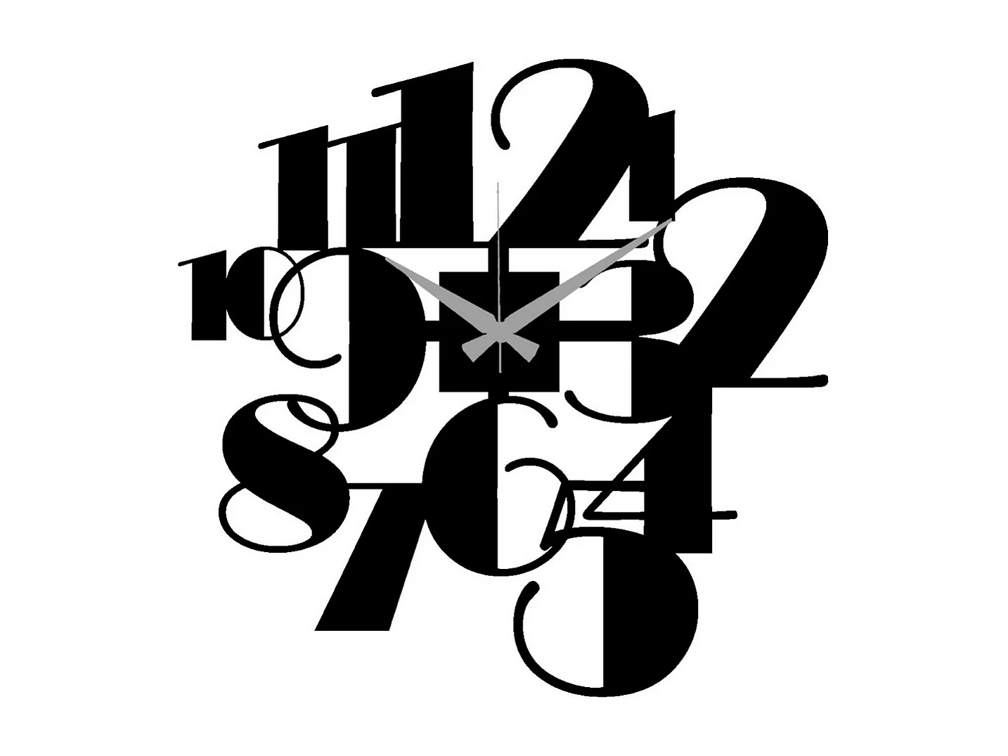 Wandklok Nummers 45, Zwart, 41x0,15x40 cm cm, EPIKASA