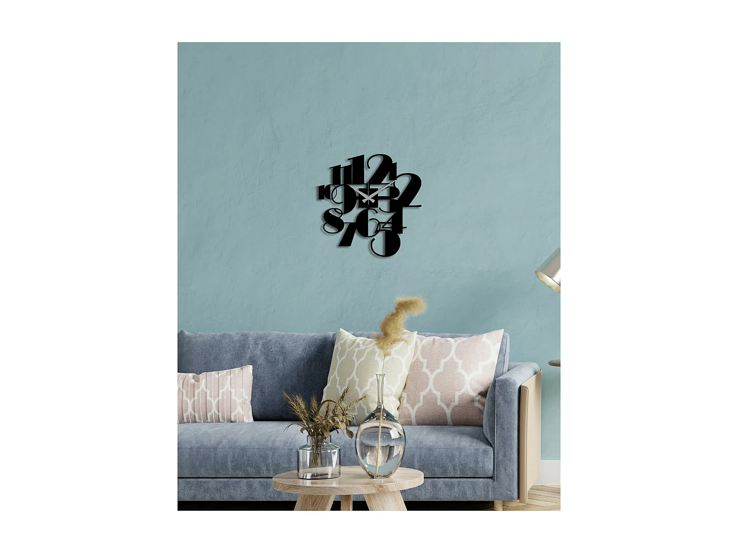 Wandklok Nummers 45, Zwart, 41x0,15x40 cm cm, EPIKASA