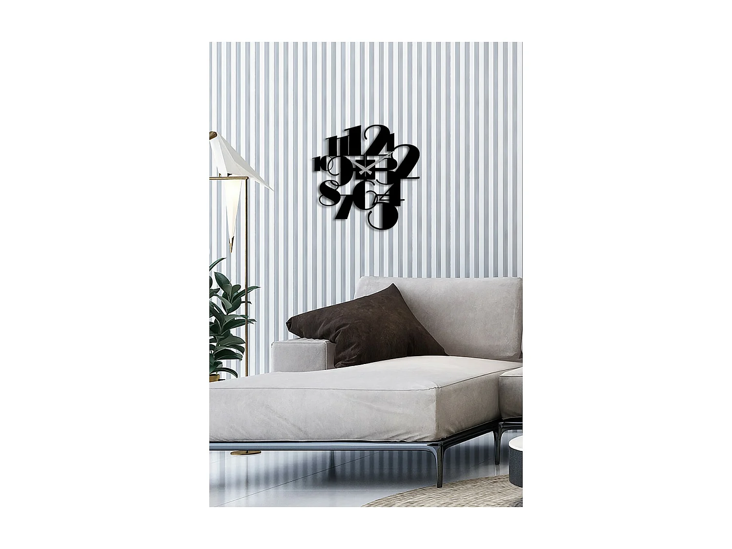 Wandklok Nummers 45, Zwart, 41x0,15x40 cm cm, EPIKASA