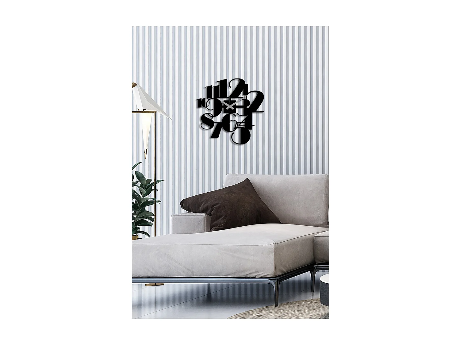 Wandklok Nummers 45, Zwart, 41x0,15x40 cm cm, EPIKASA