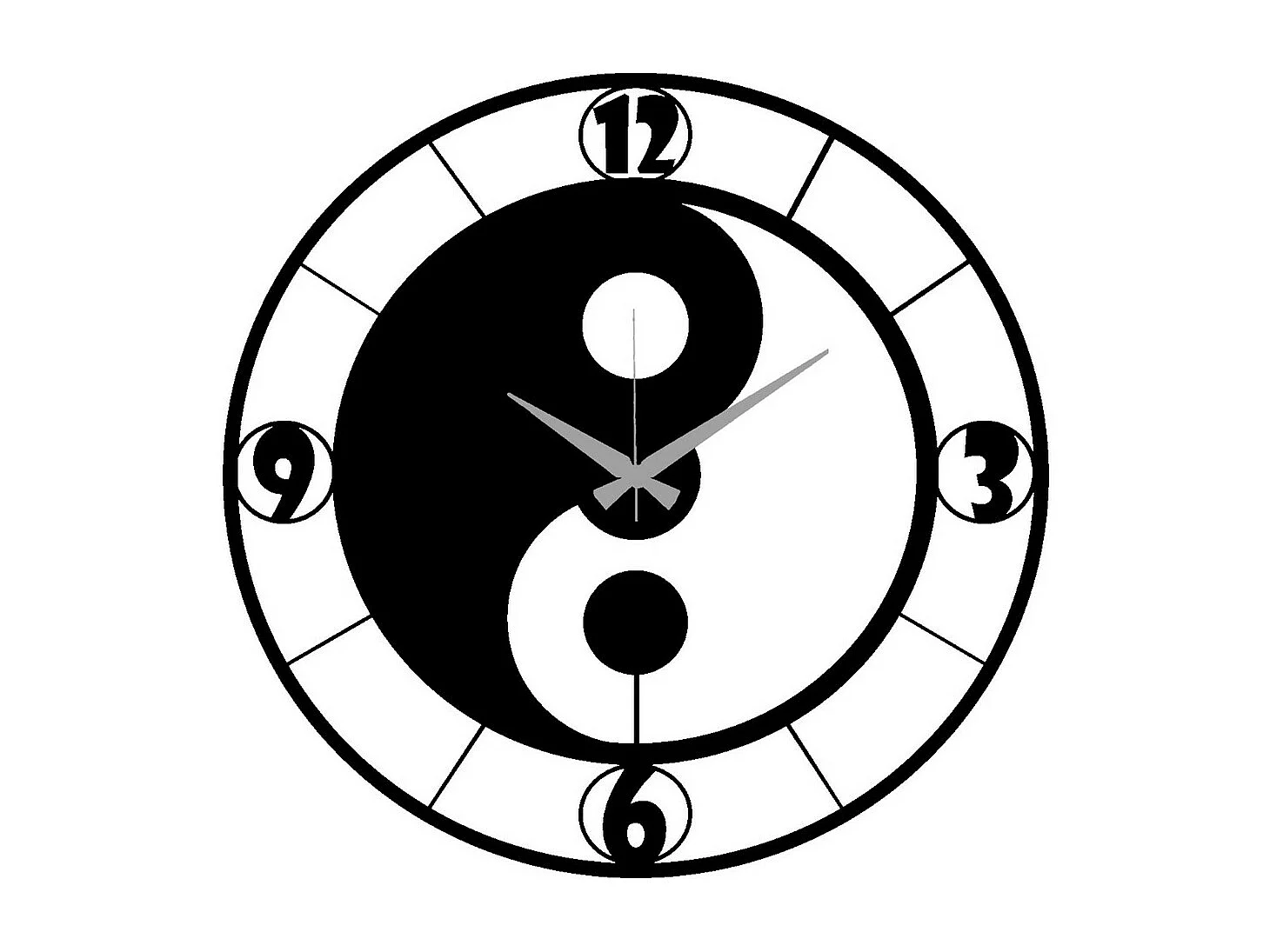 Relógio de Parede Ying Yang, Preto, 50x0,15x49 cm, EPIKASA