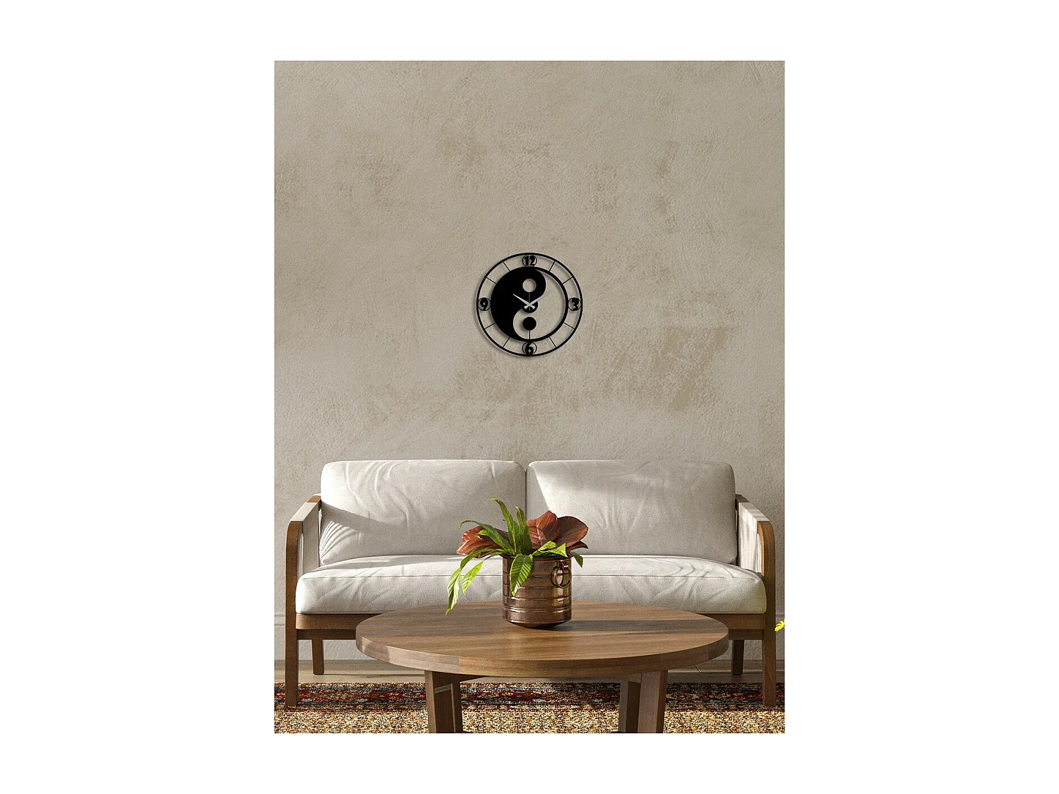 Relógio de Parede Ying Yang, Preto, 50x0,15x49 cm, EPIKASA