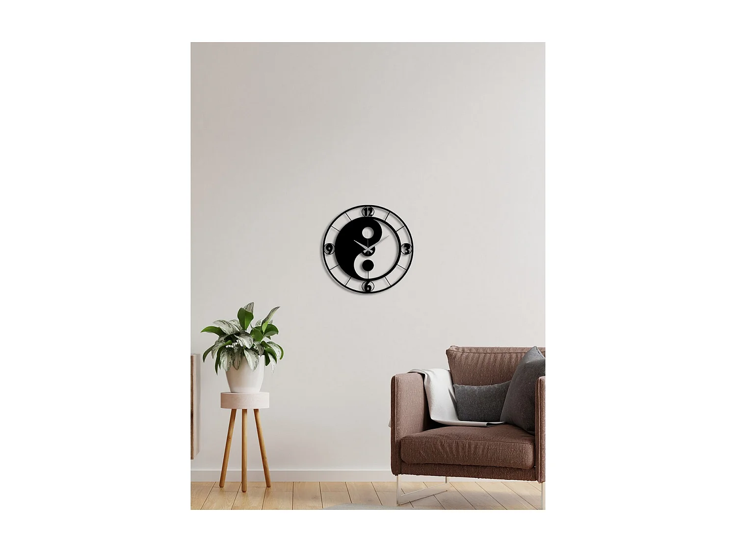 Relógio de Parede Ying Yang, Preto, 50x0,15x49 cm, EPIKASA